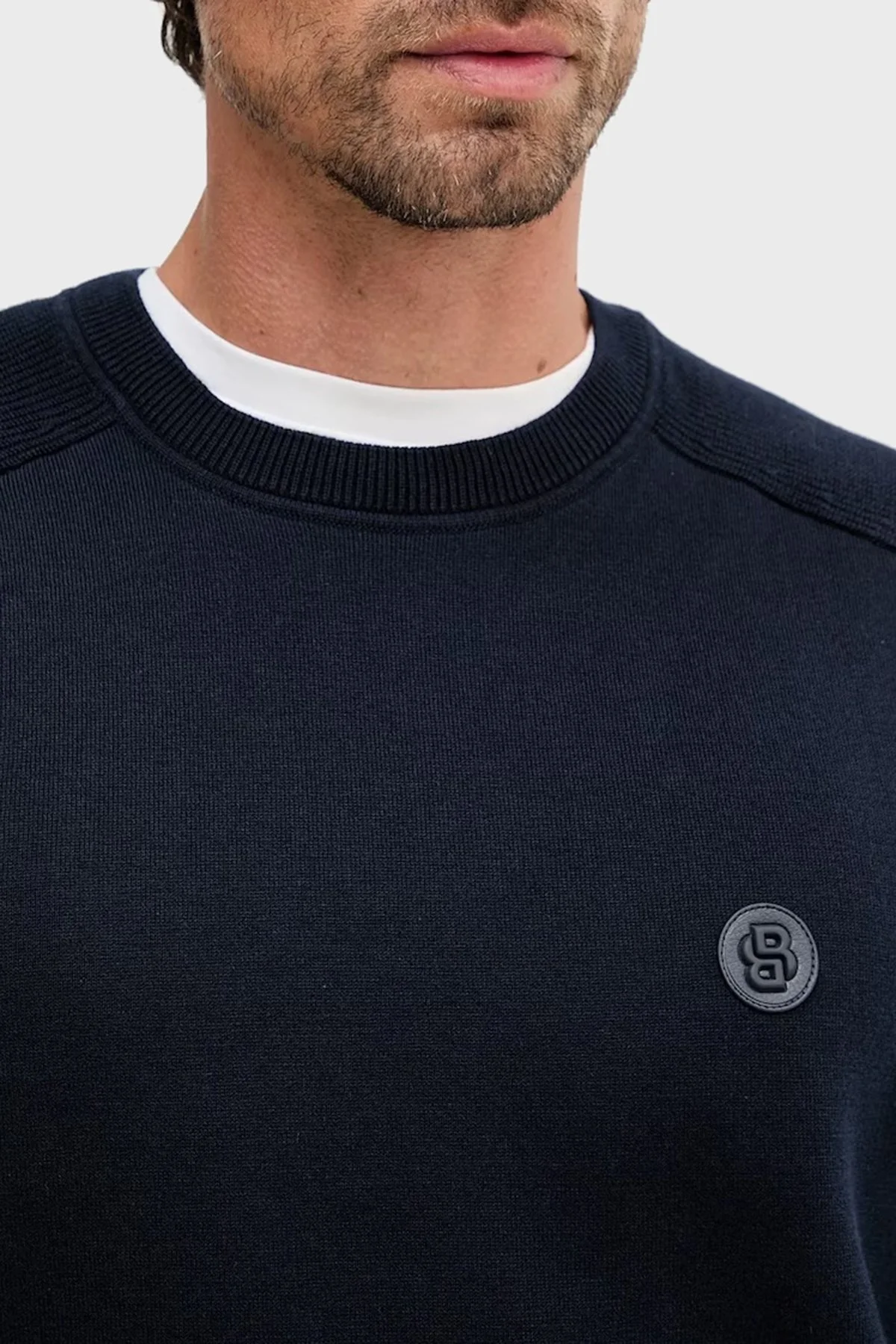 Boss Logolu % 100 Pamuk Regular Fit Bisiklet Yaka Erkek Kazak 50543136 404 LACİVERT - 4