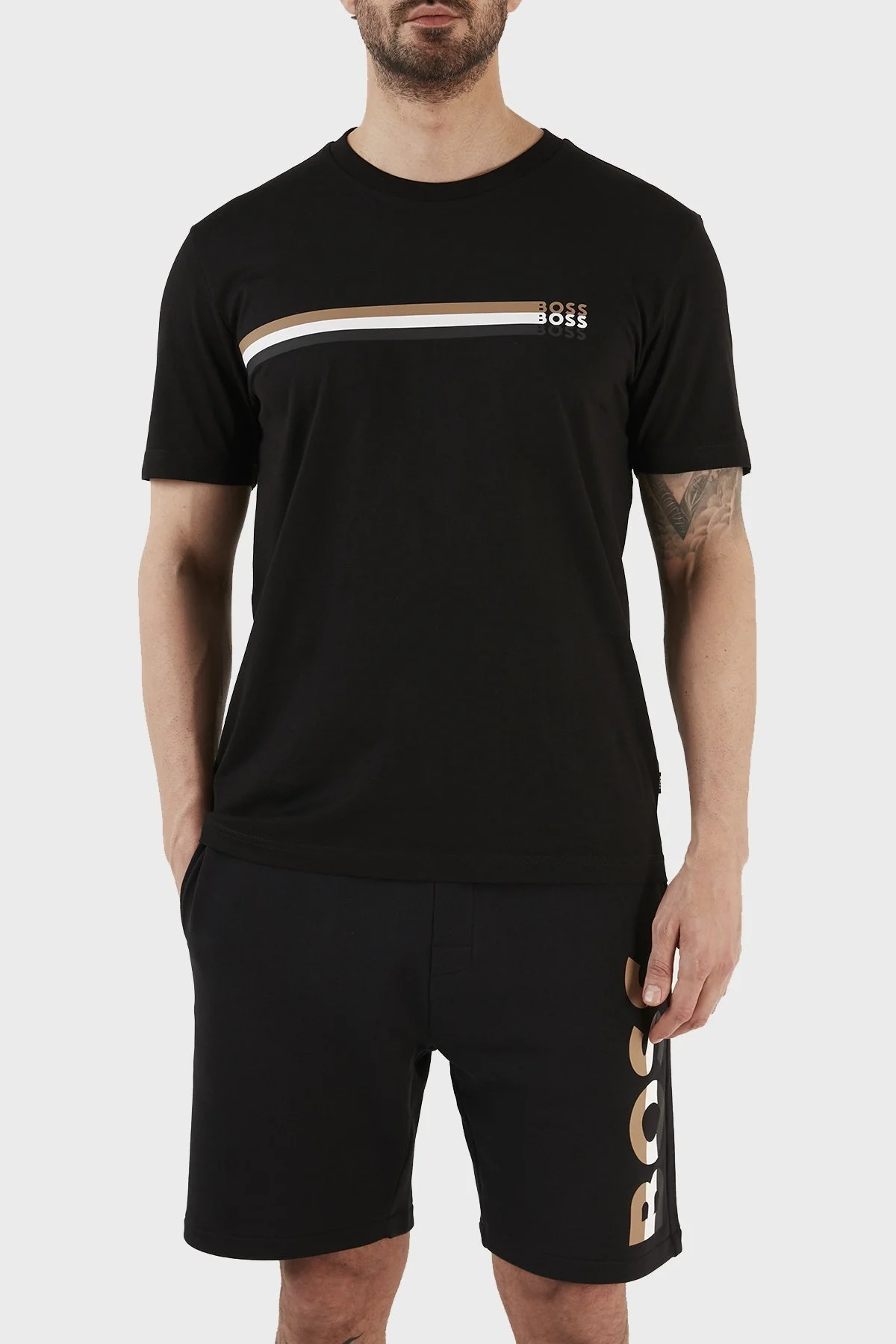 Boss Logolu % 100 Pamuk Regular Fit Bisiklet Yaka Erkek T Shirt 50486211 001 SİYAH - 1