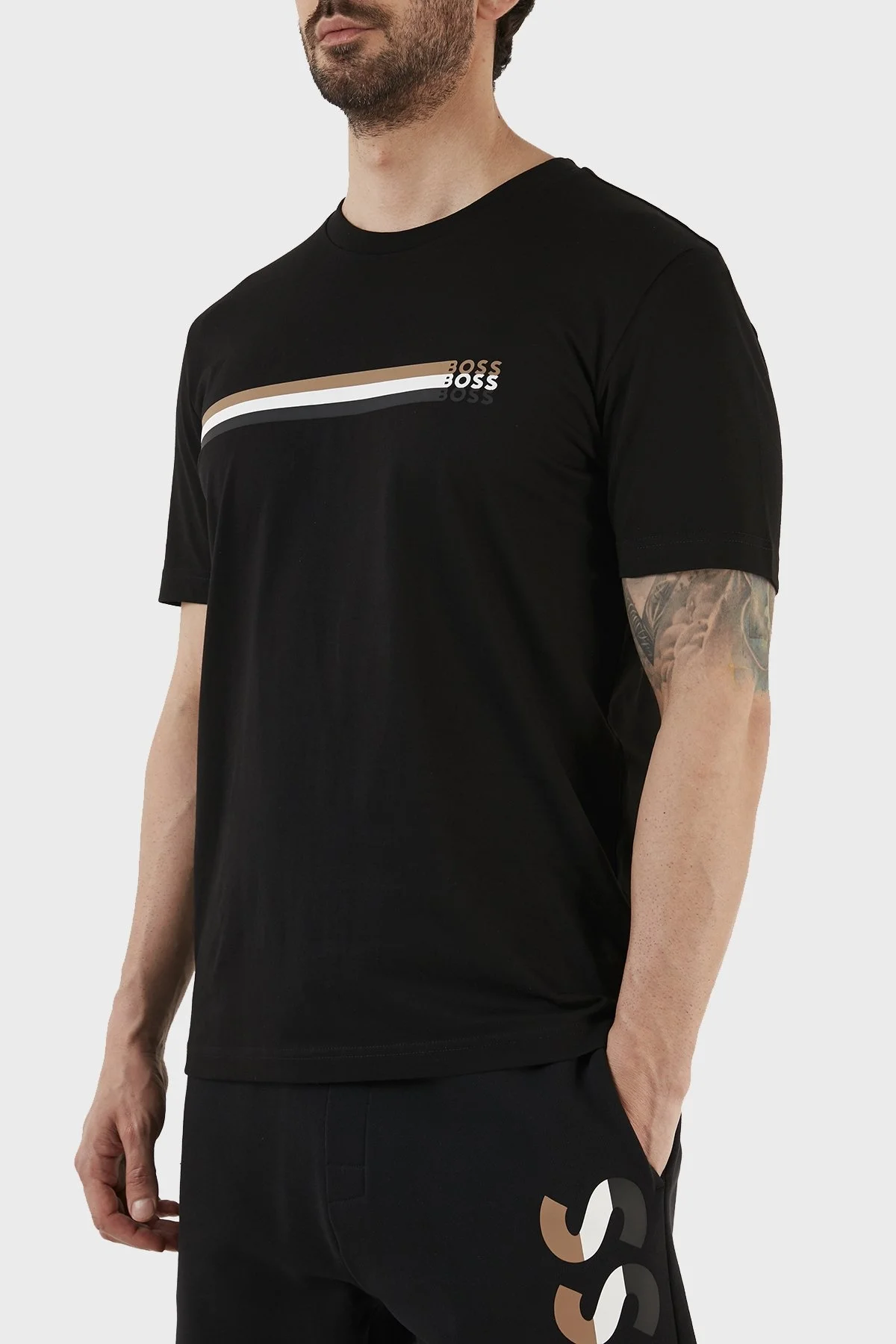 Boss Logolu % 100 Pamuk Regular Fit Bisiklet Yaka Erkek T Shirt 50486211 001 SİYAH - 2