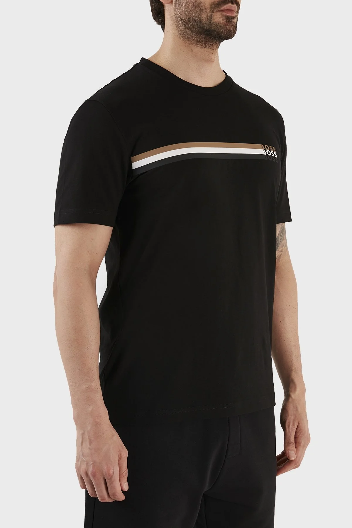 Boss Logolu % 100 Pamuk Regular Fit Bisiklet Yaka Erkek T Shirt 50486211 001 SİYAH - 3