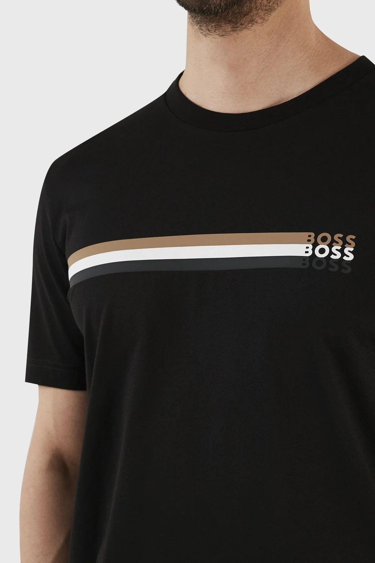 Boss Logolu % 100 Pamuk Regular Fit Bisiklet Yaka Erkek T Shirt 50486211 001 SİYAH - 5