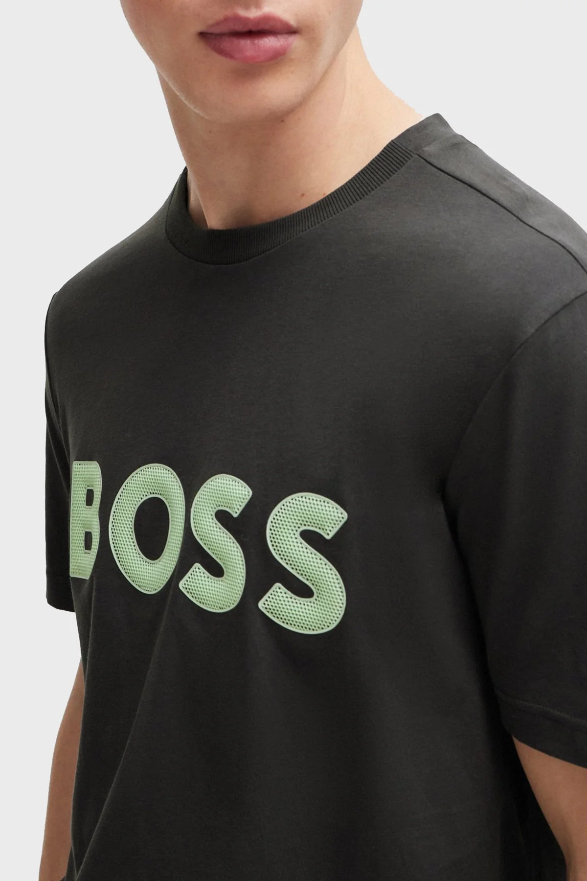Boss Logolu % 100 Pamuk Regular Fit Bisiklet Yaka Erkek T Shirt 50512866 016 ANTRASİT - 4
