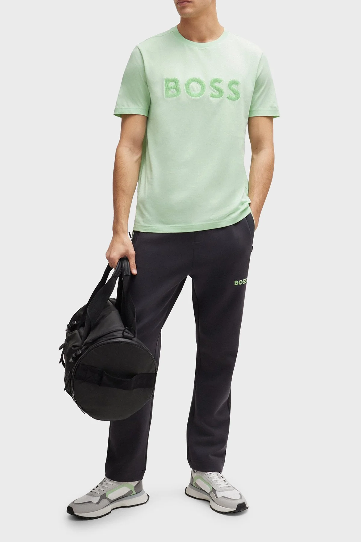 Boss Logolu % 100 Pamuk Regular Fit Bisiklet Yaka Erkek T Shirt 50512866 388 AÇIK YEŞİL - 2