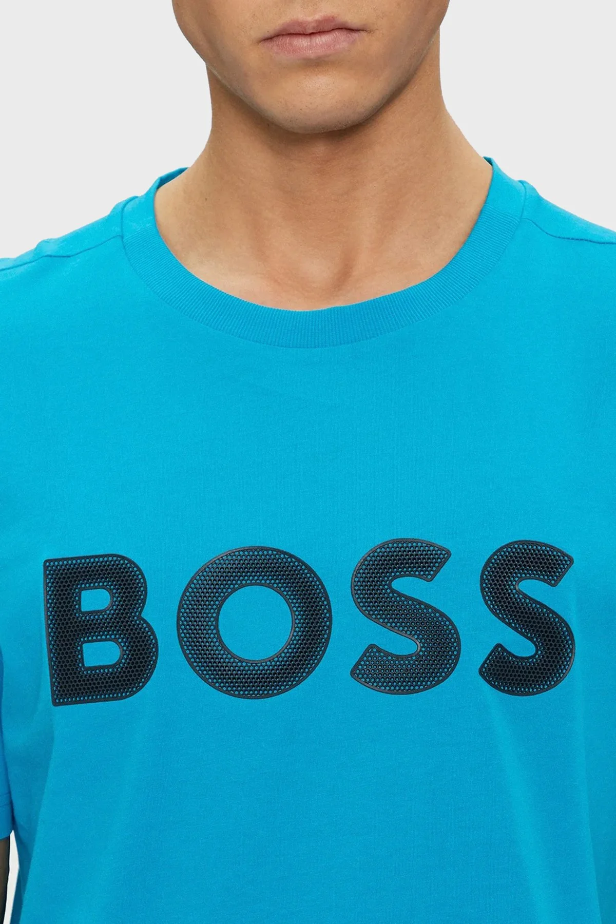 Boss Logolu % 100 Pamuk Regular Fit Bisiklet Yaka Erkek T Shirt 50512866 442 TURKUAZ - 4