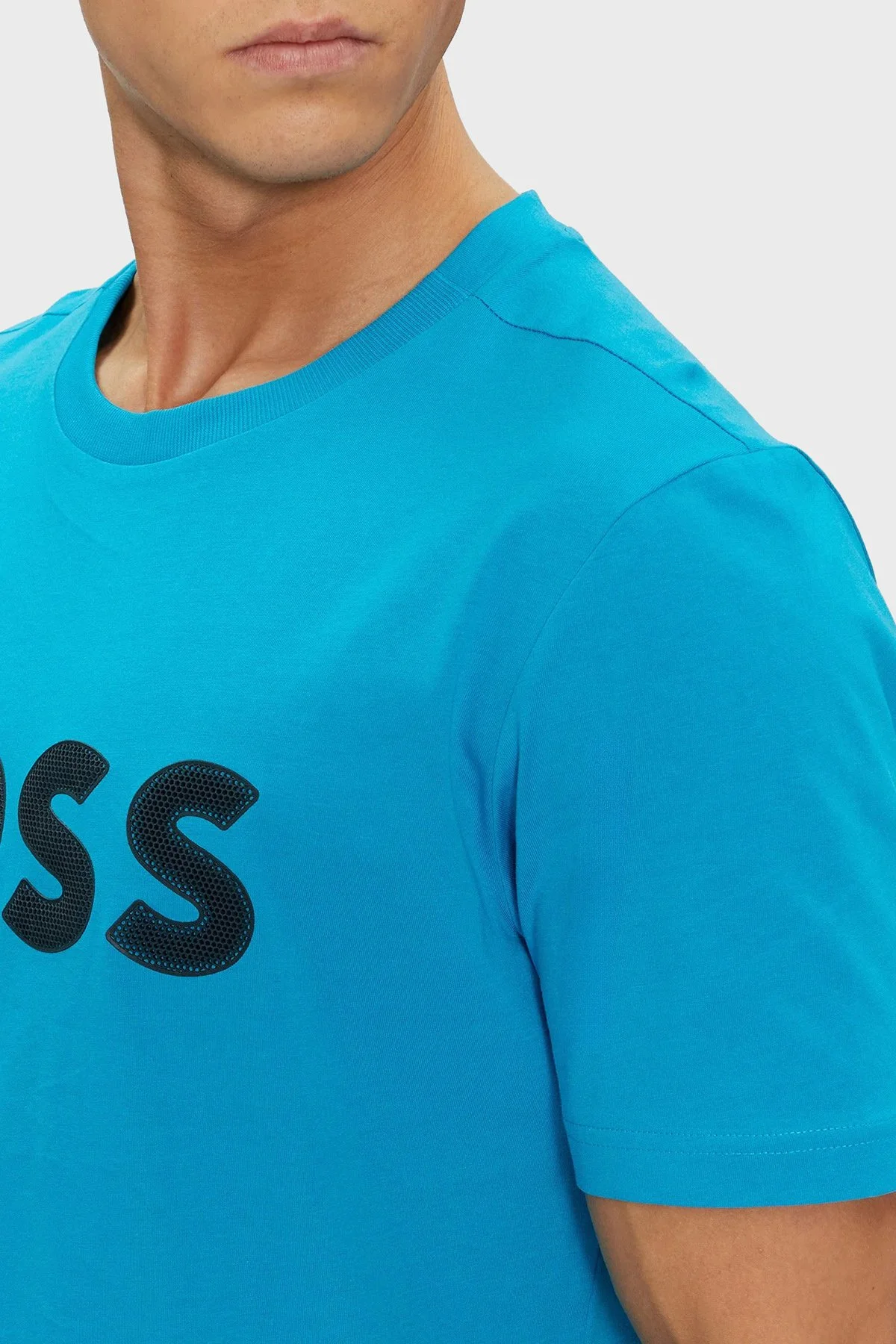 Boss Logolu % 100 Pamuk Regular Fit Bisiklet Yaka Erkek T Shirt 50512866 442 TURKUAZ - 5