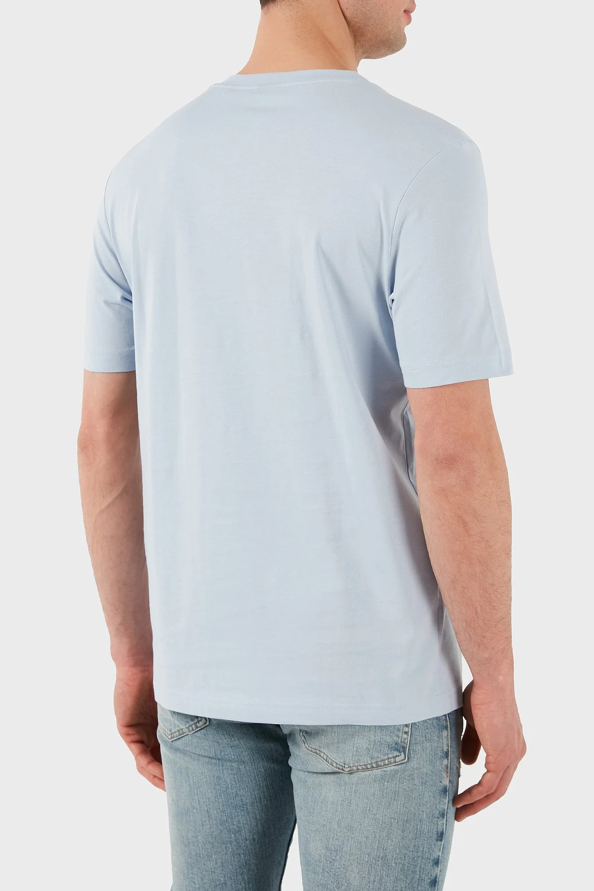 Boss Logolu % 100 Pamuk Regular Fit Bisiklet Yaka Erkek T Shirt 50512866 527 AÇIK MAVİ - 3
