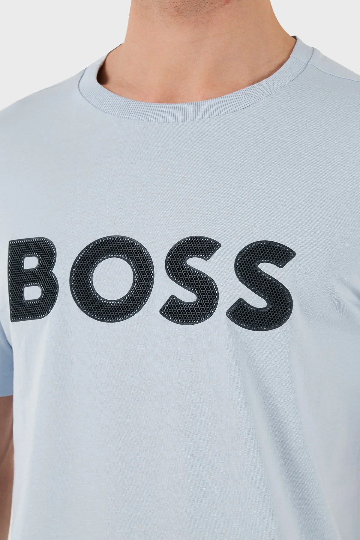 Boss Logolu % 100 Pamuk Regular Fit Bisiklet Yaka Erkek T Shirt 50512866 527 AÇIK MAVİ - 5