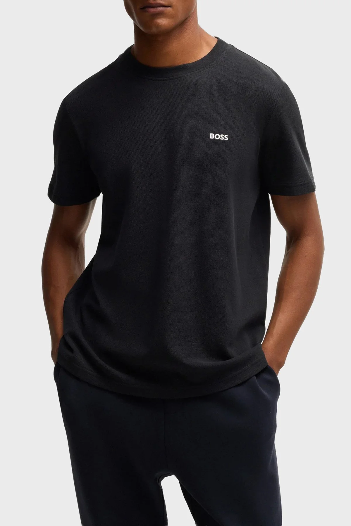 Boss Logolu % 100 Pamuk Regular Fit Bisiklet Yaka Erkek T Shirt 50529941 001 SİYAH - 1