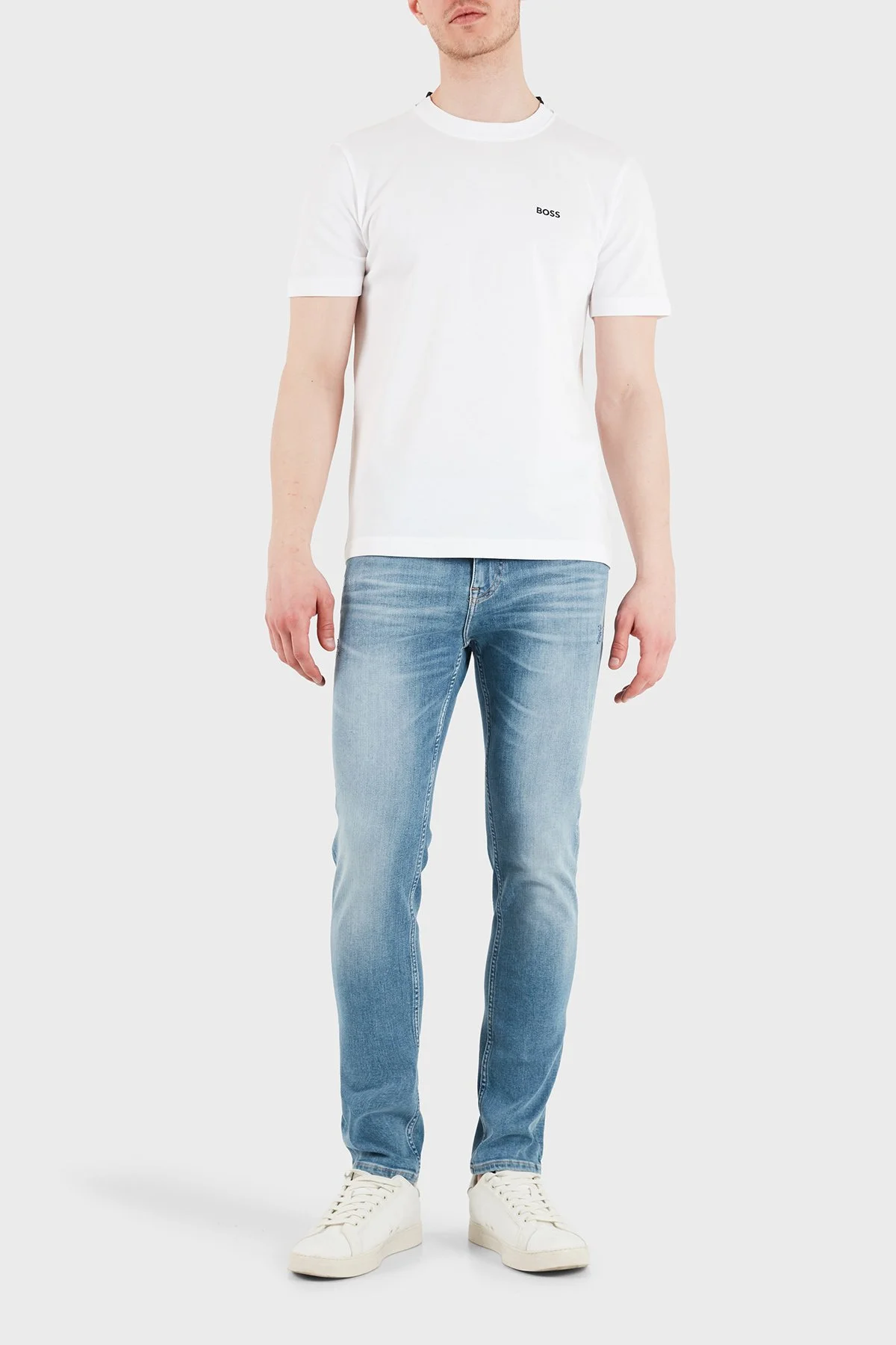 Boss Logolu % 100 Pamuk Regular Fit Bisiklet Yaka Erkek T Shirt 50529941 100 BEYAZ - 2