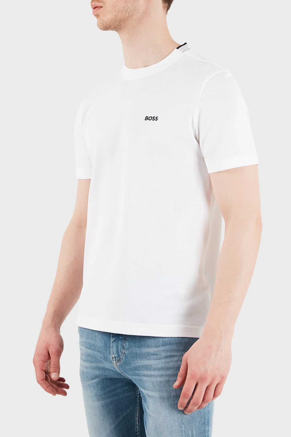 Boss Logolu % 100 Pamuk Regular Fit Bisiklet Yaka Erkek T Shirt 50529941 100 BEYAZ - 4