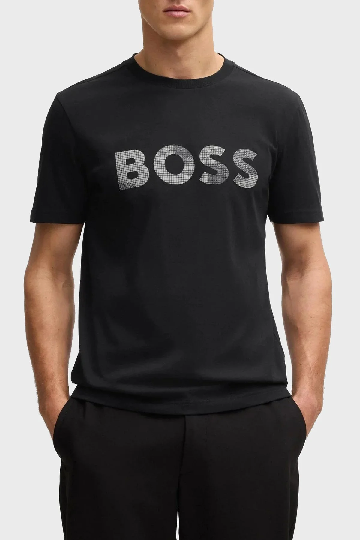 Boss Logolu % 100 Pamuk Regular Fit Bisiklet Yaka Erkek T Shirt 50537834 001 SİYAH - 1