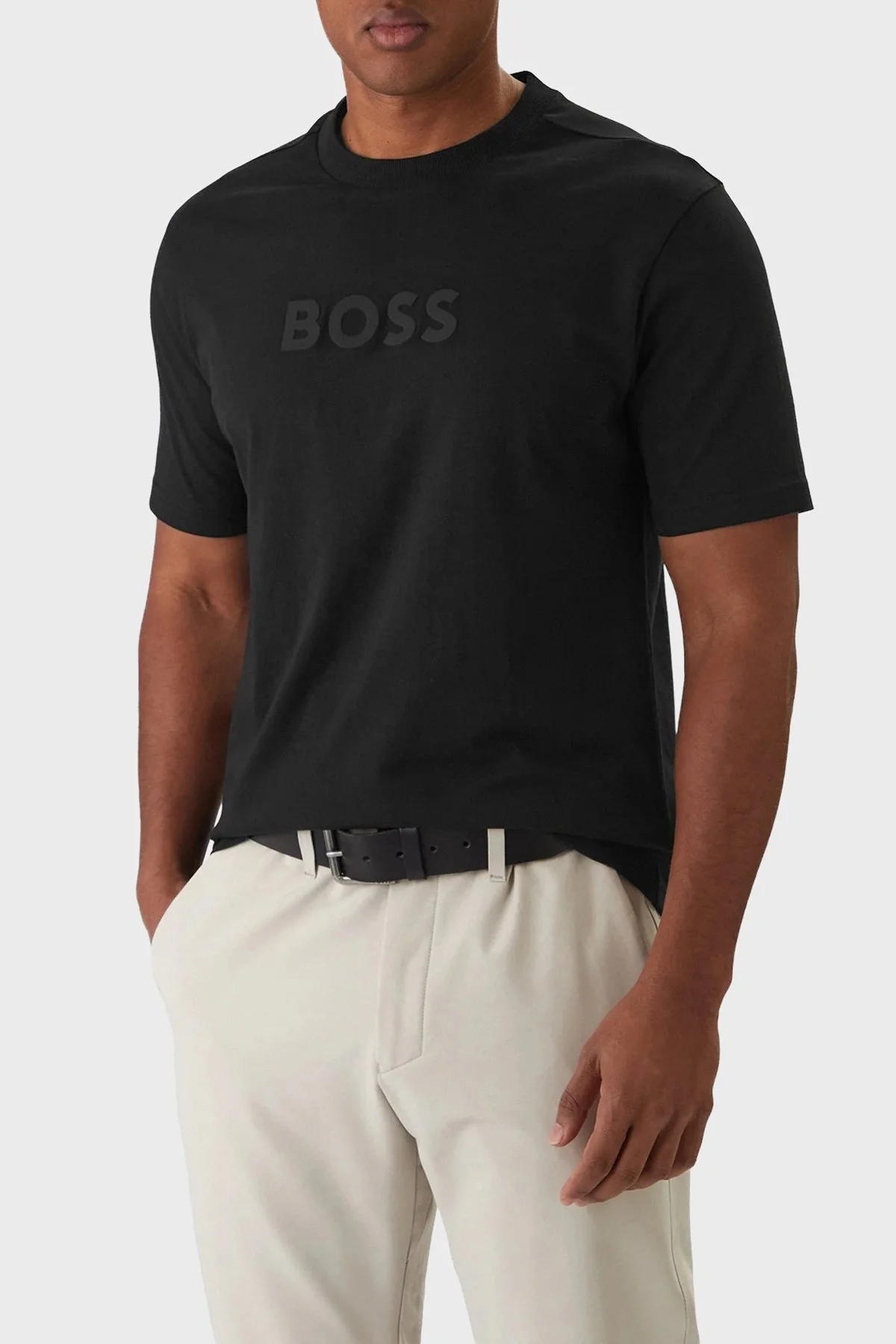 Boss Logolu % 100 Pamuk Regular Fit Bisiklet Yaka Erkek T Shirt 50553652 001 SİYAH - 1