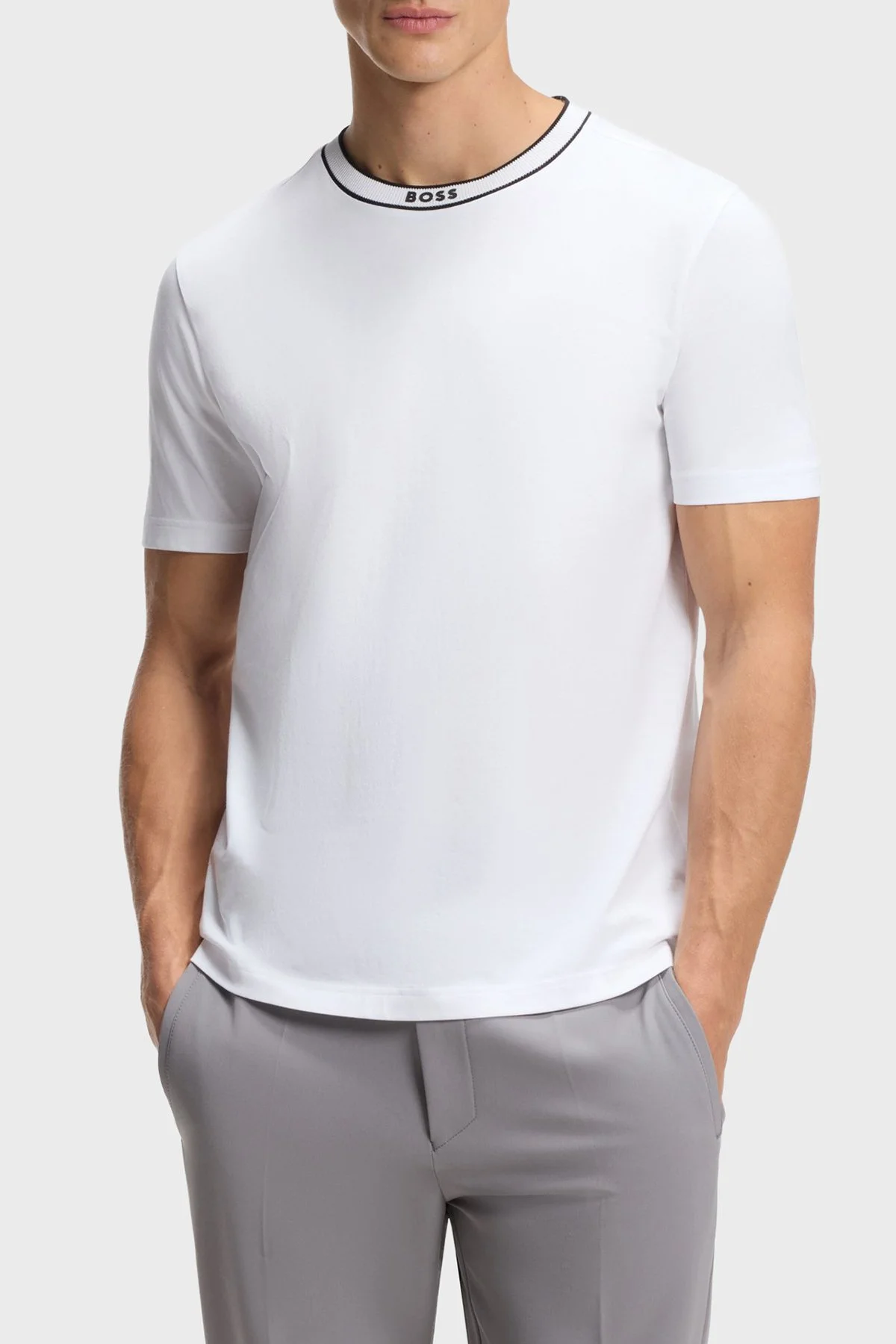 Boss Logolu % 100 Pamuk Regular Fit Bisiklet Yaka Erkek T Shirt 50554862 100 BEYAZ - 1