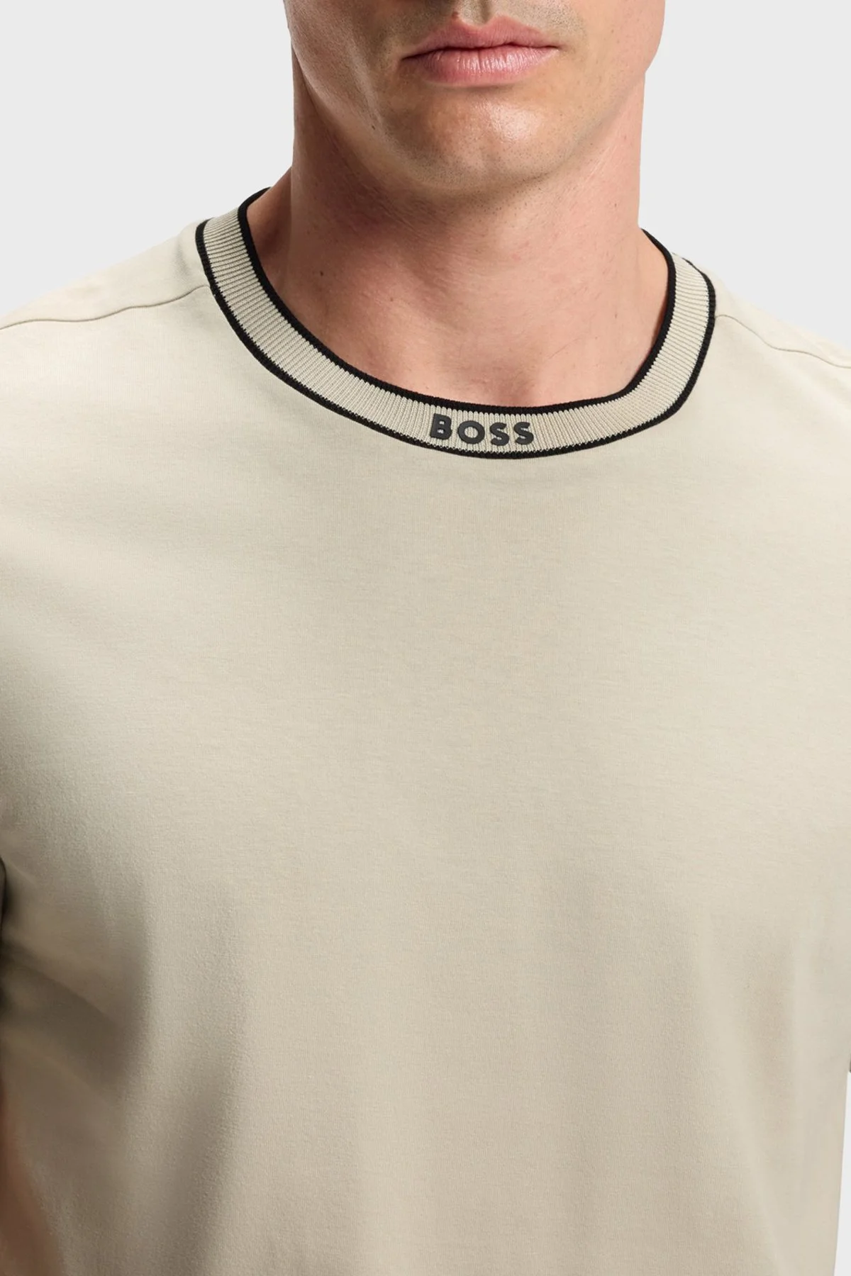 Boss Logolu % 100 Pamuk Regular Fit Bisiklet Yaka Erkek T Shirt 50554862 272 BEJ - 4
