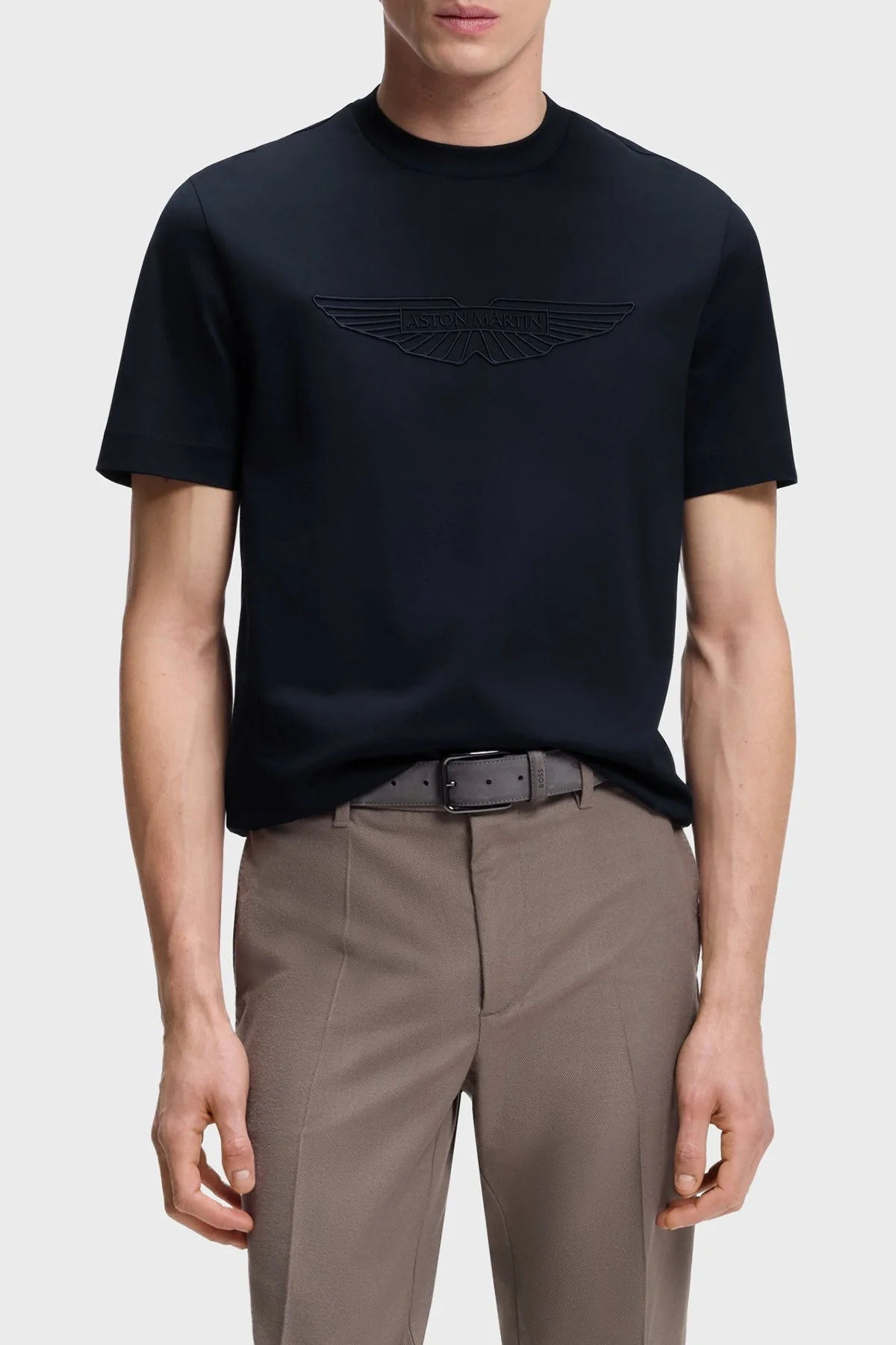 Boss Logolu % 100 Pamuk Regular Fit Bisiklet Yaka Erkek T Shirt 50555843 404 LACİVERT - 1