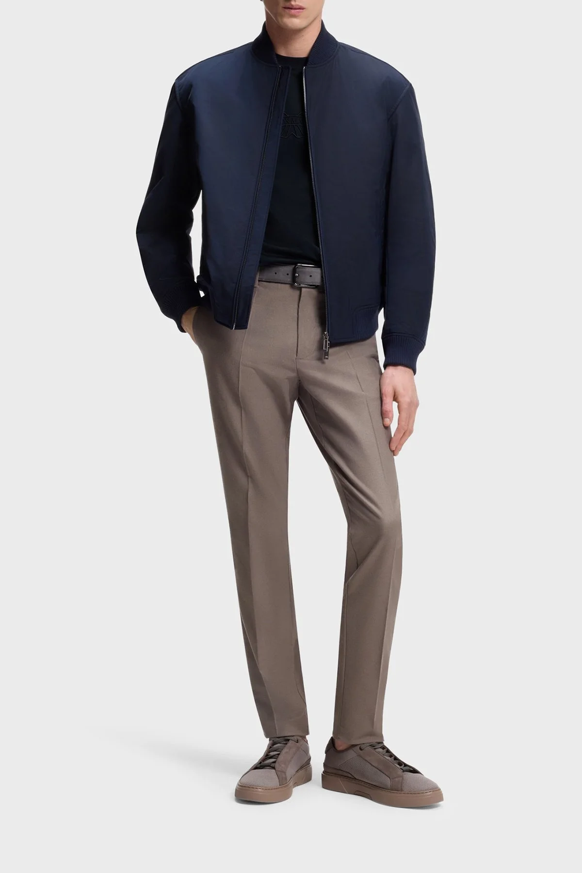 Boss Logolu % 100 Pamuk Regular Fit Bisiklet Yaka Erkek T Shirt 50555843 404 LACİVERT - 2