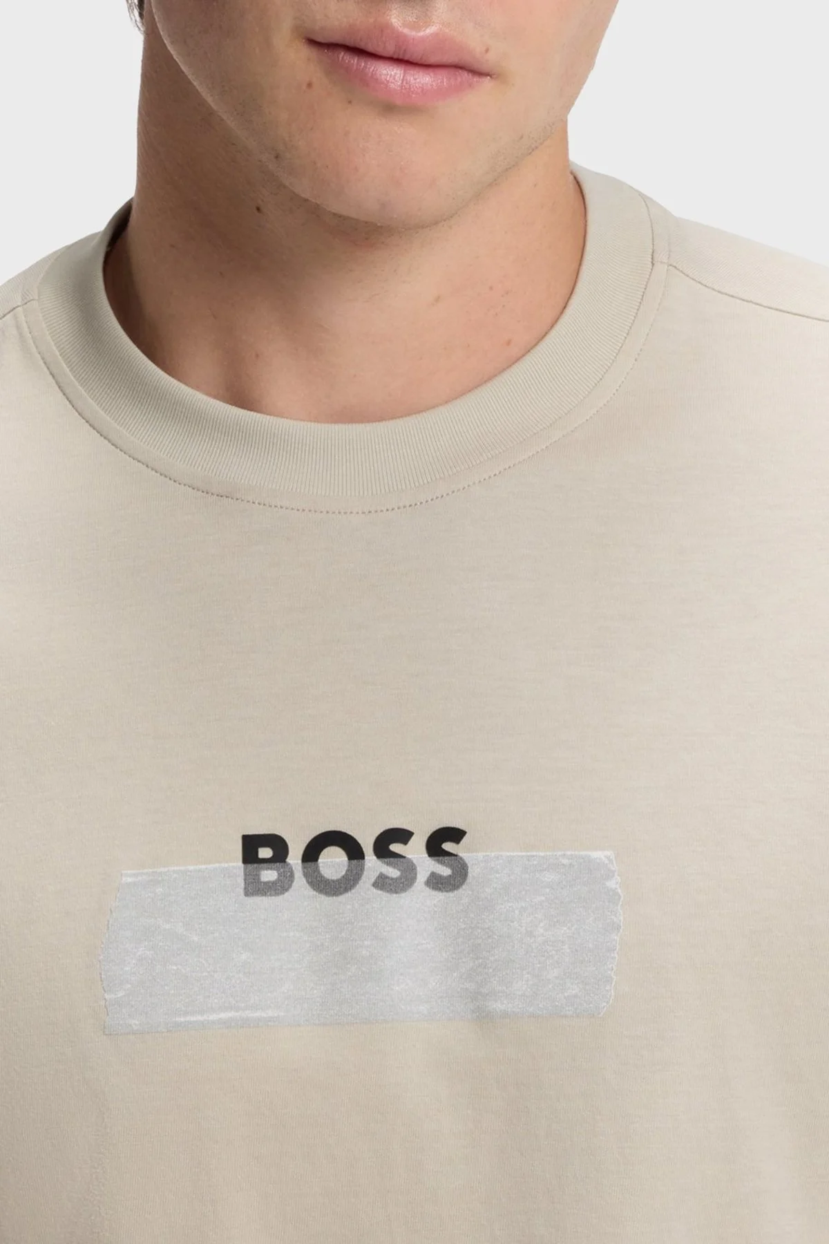 Boss Logolu % 100 Pamuk Regular Fit Bisiklet Yaka Erkek T Shirt 50566606 271 Bej - 4