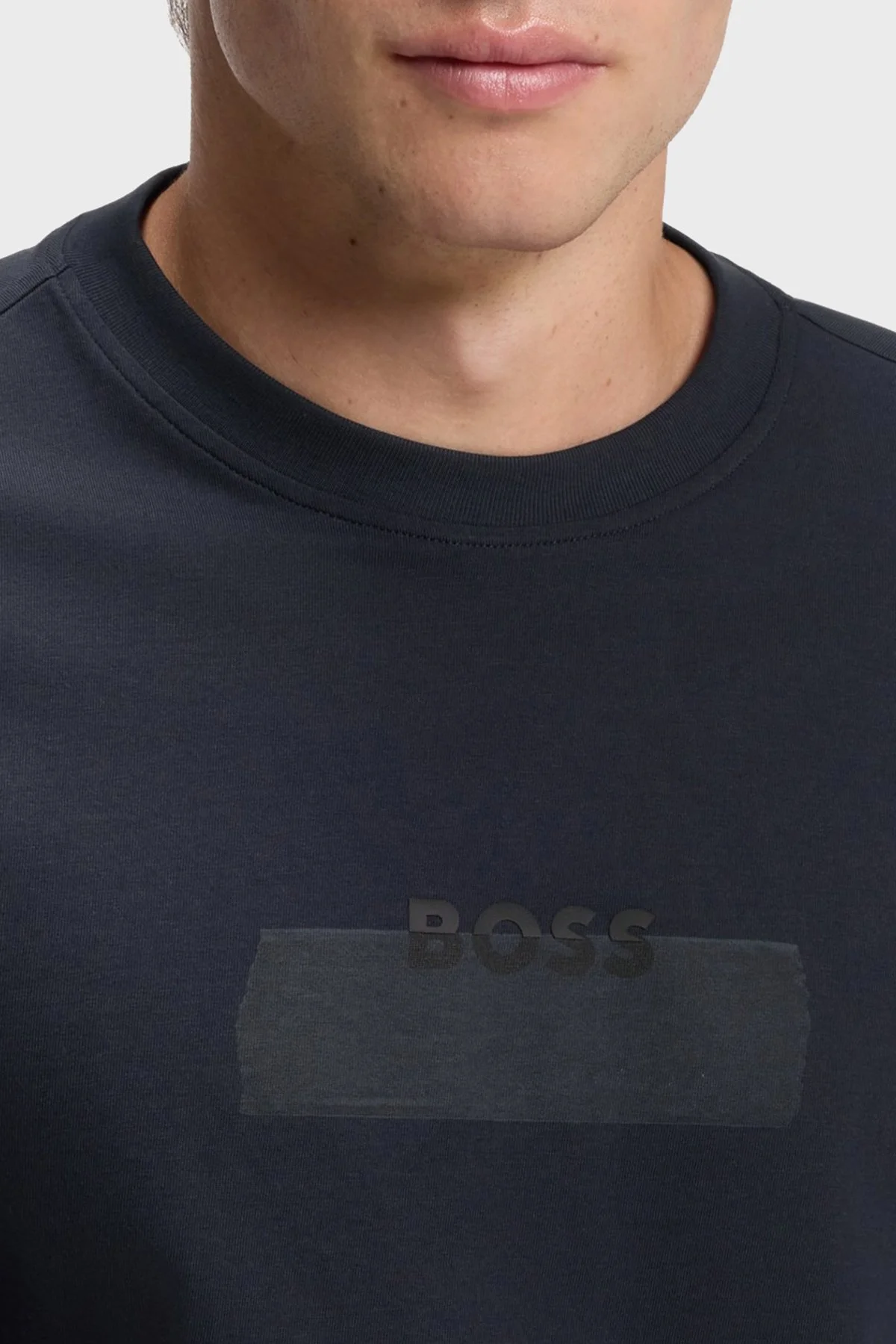 Boss Logolu % 100 Pamuk Regular Fit Bisiklet Yaka Erkek T Shirt 50566606 404 Lacivert - 4
