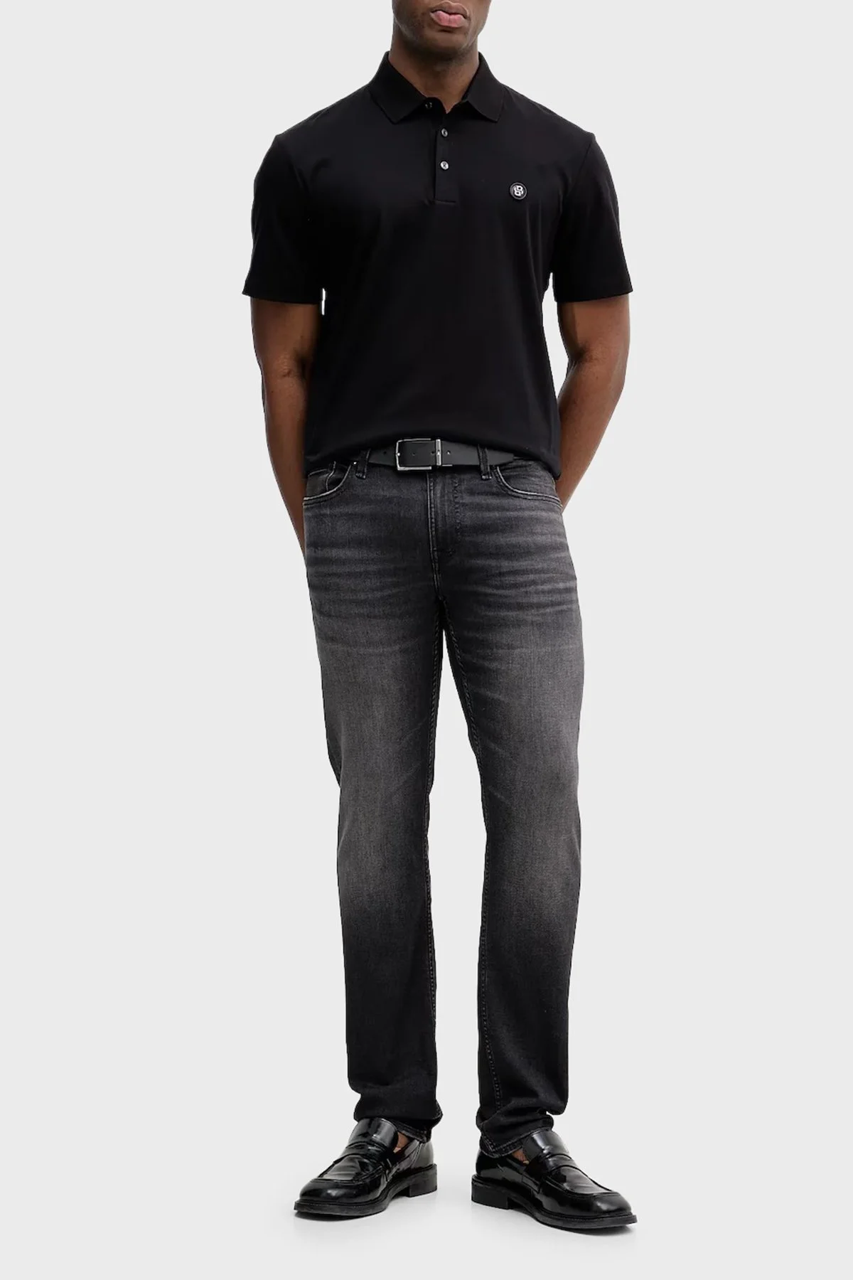 Boss Logolu % 100 Pamuk Regular Fit Düğmeli Erkek Polo 50555829 001 SİYAH - 2