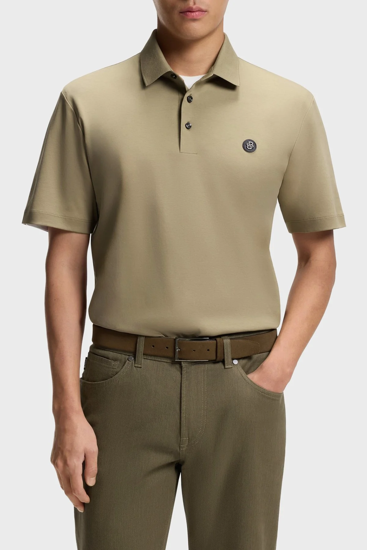 Boss Logolu % 100 Pamuk Regular Fit Düğmeli Erkek Polo 50555829 252 HAKİ - 1