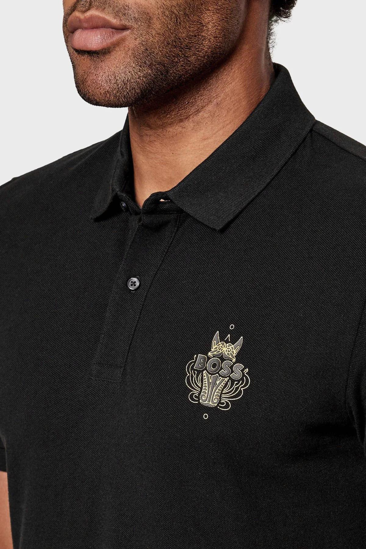 Boss Logolu % 100 Pamuk Regular Fit Düğmeli Erkek Polo 50556415 001 Siyah - 3