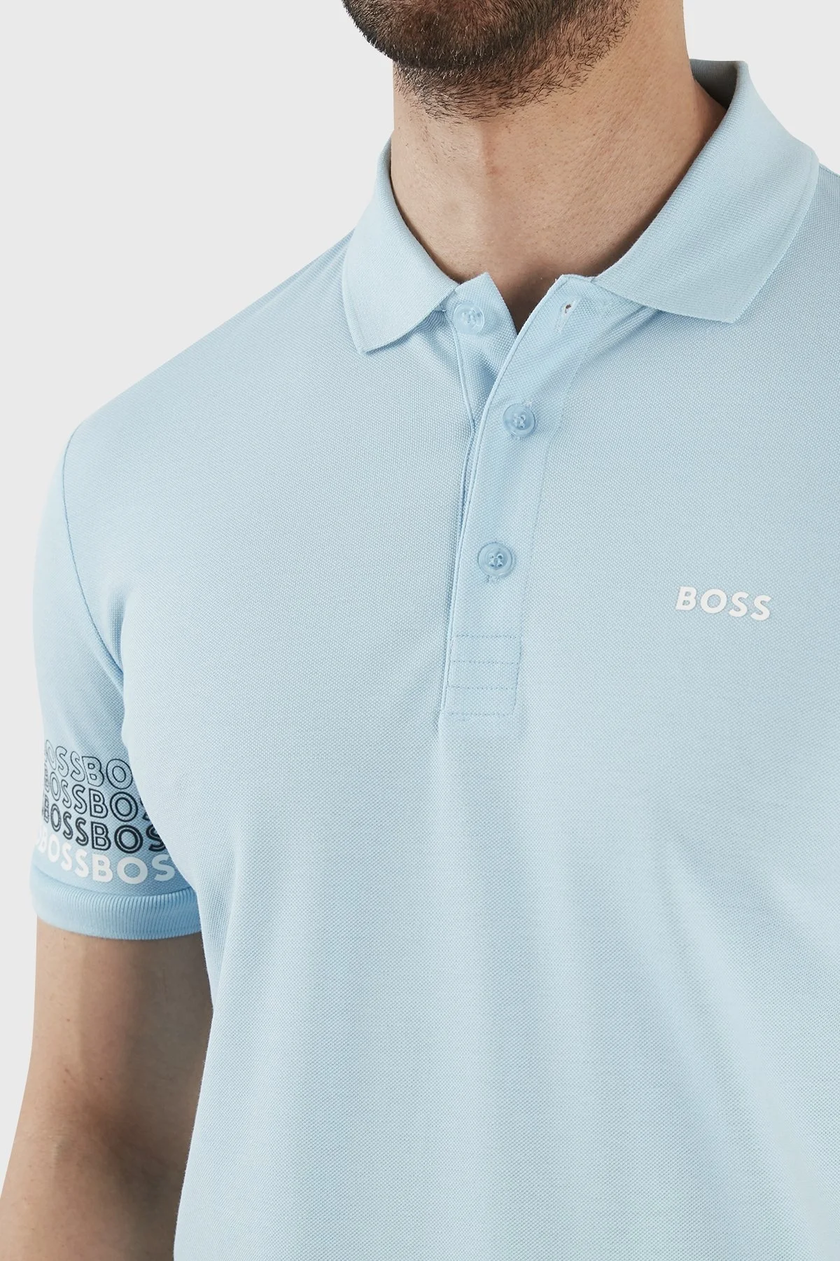 Boss Logolu % 100 Pamuk Regular Fit Düğmeli Erkek Polo T Shirt 50488293 451 AÇIK MAVİ - 5
