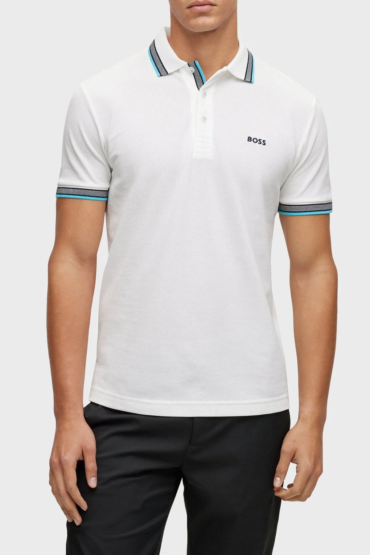 Boss Logolu % 100 Pamuk Regular Fit Erkek Polo T Shirt 50468983 106 BEYAZ - 1