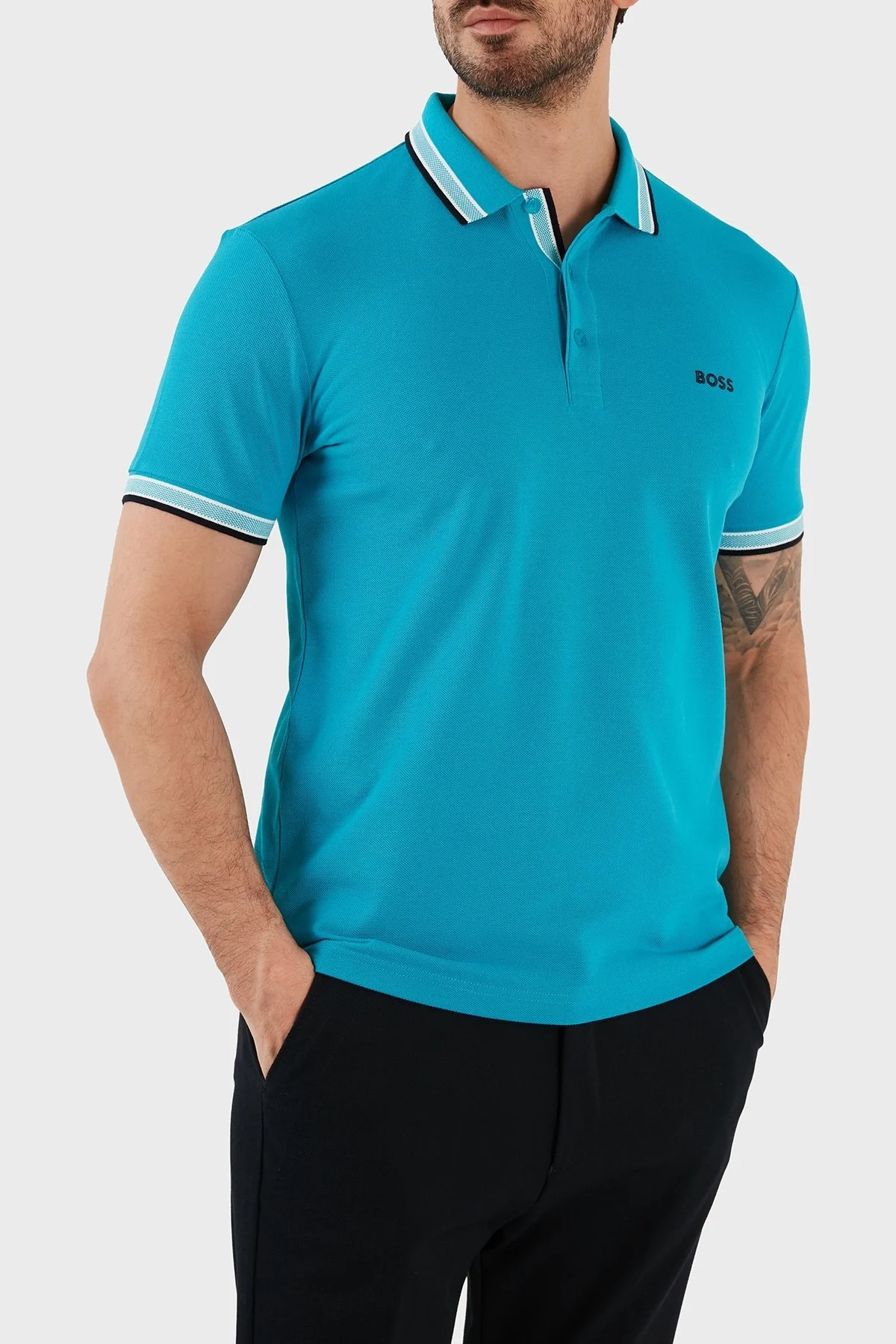 Boss Logolu % 100 Pamuk Regular Fit Erkek Polo T Shirt 50468983 311 PETROL - 3