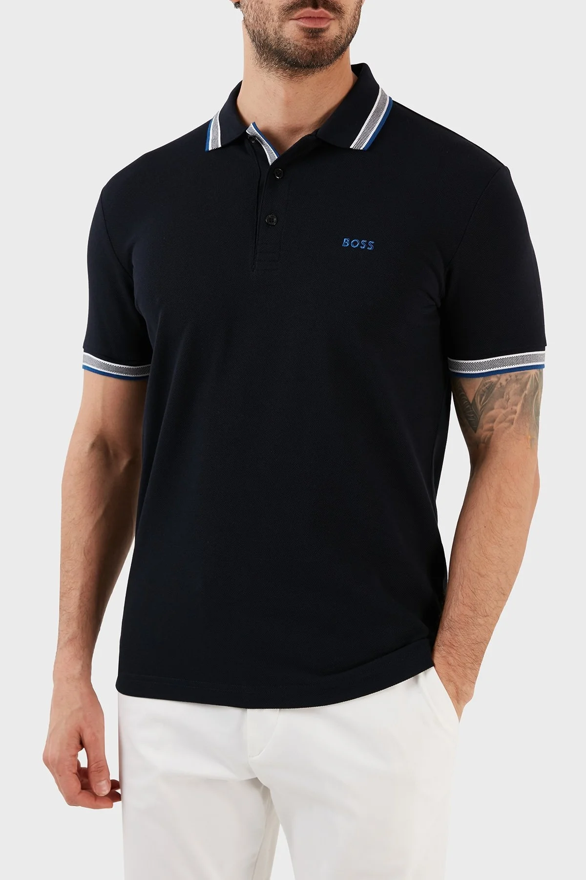 Boss Logolu % 100 Pamuk Regular Fit Erkek Polo T Shirt 50468983 408 LACİVERT - 1