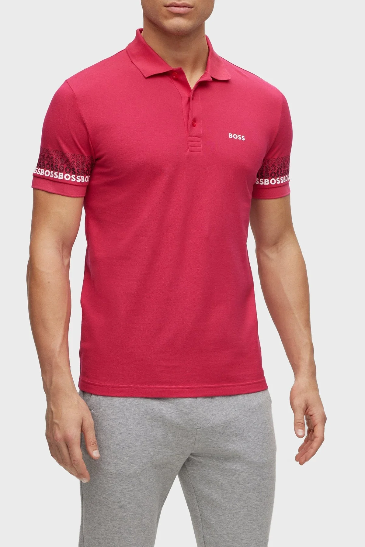 Boss Logolu % 100 Pamuk Regular Fit Erkek Polo T Shirt 50488293 660 FUŞYA - 1