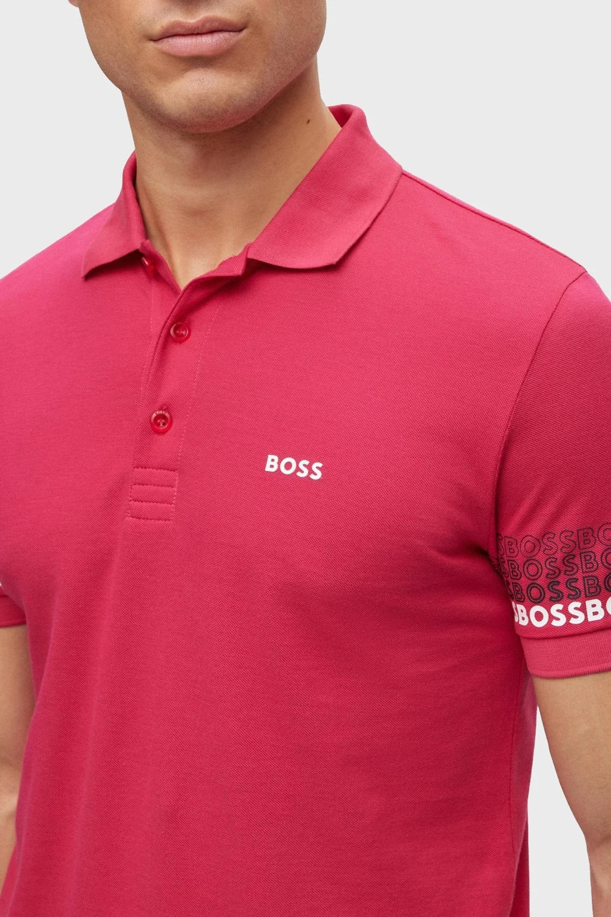 Boss Logolu % 100 Pamuk Regular Fit Erkek Polo T Shirt 50488293 660 FUŞYA - 5