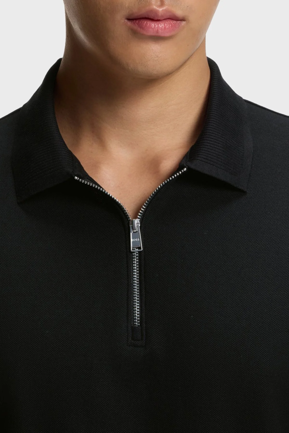 Boss Logolu % 100 Pamuk Regular Fit Yarım Fermuarlı Erkek Polo 50555108 001 SİYAH - 4