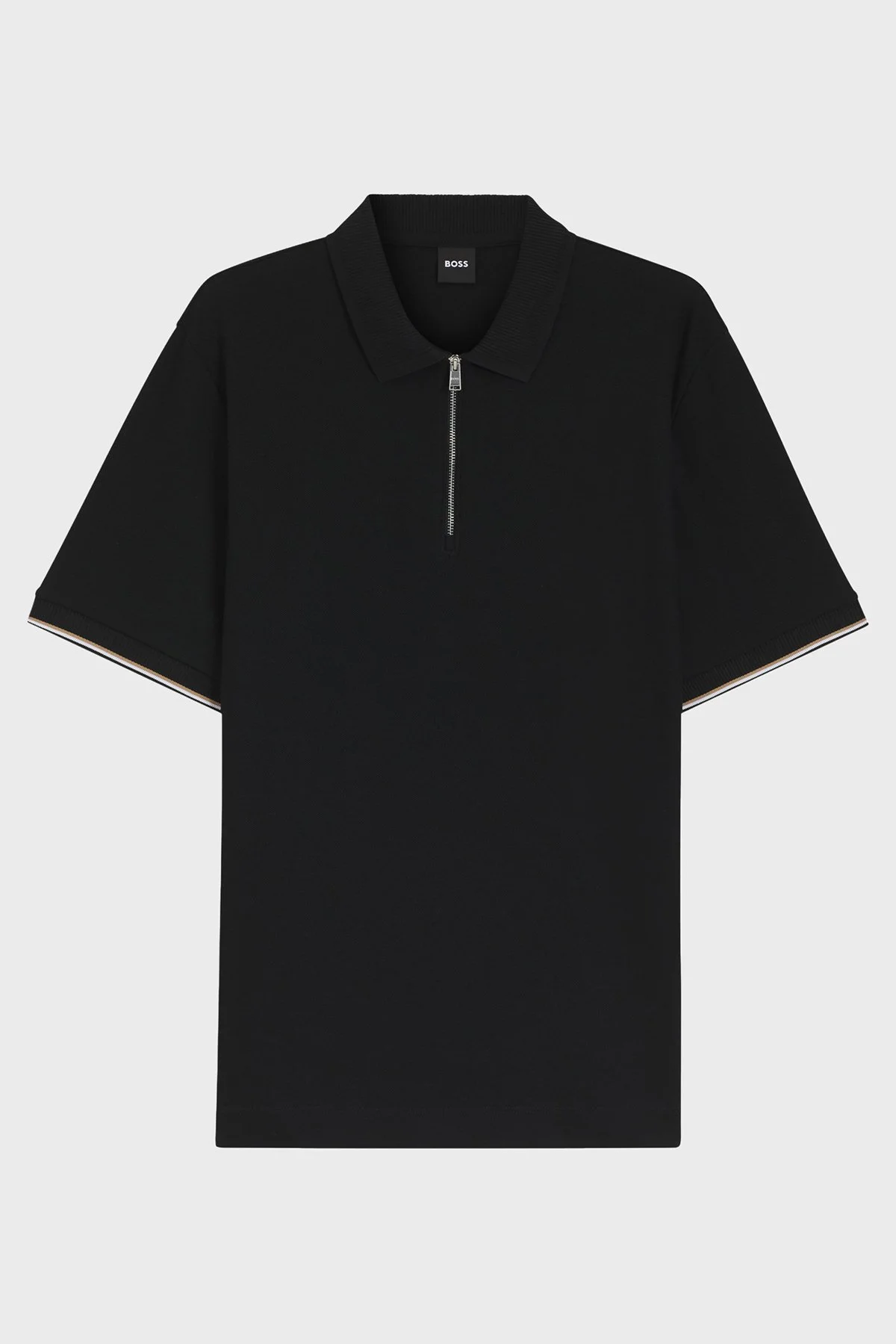 Boss Logolu % 100 Pamuk Regular Fit Yarım Fermuarlı Erkek Polo 50555108 001 SİYAH - 5