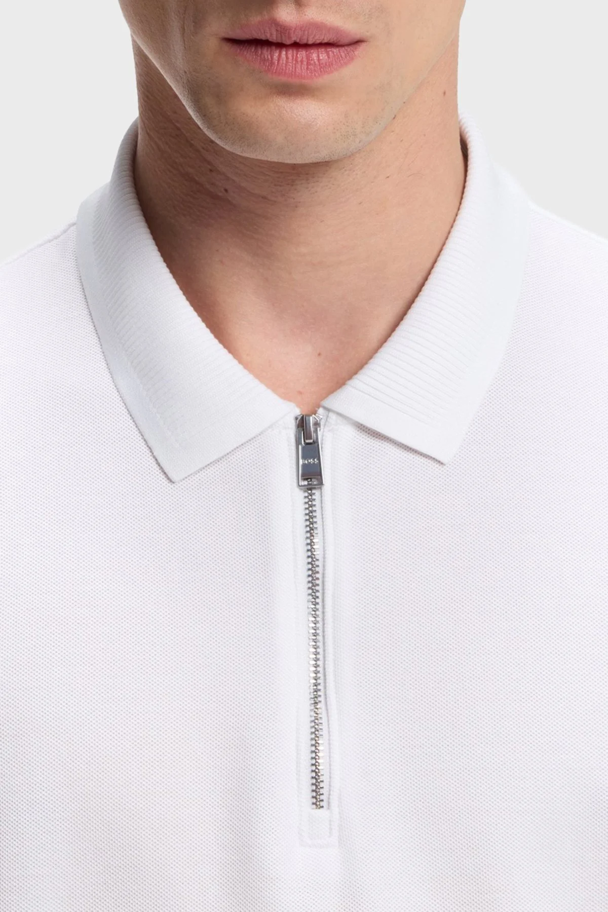 Boss Logolu % 100 Pamuk Regular Fit Yarım Fermuarlı Erkek Polo 50555108 100 BEYAZ - 4