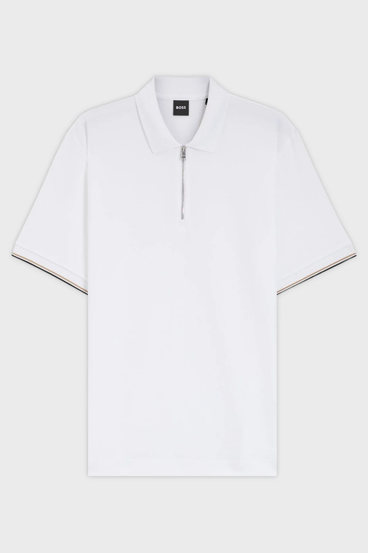 Boss Logolu % 100 Pamuk Regular Fit Yarım Fermuarlı Erkek Polo 50555108 100 BEYAZ - 5