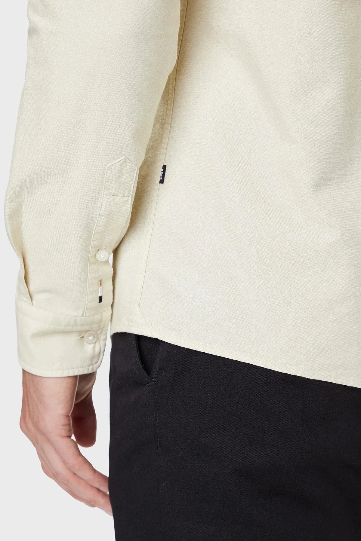 Boss Logolu % 100 Pamuk Slim Fit Düğmeli Yaka Erkek Gömlek 50544917 131 EKRU - 5