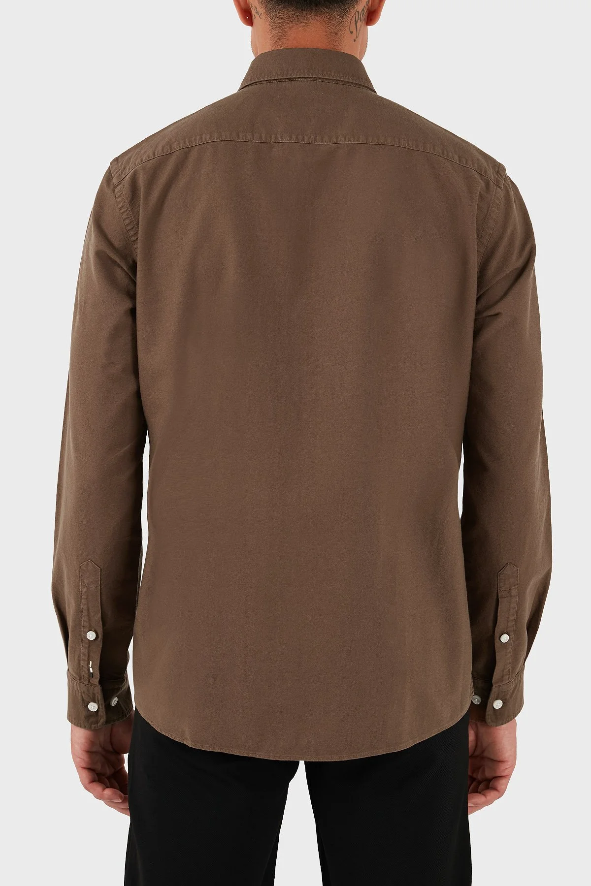 Boss Logolu % 100 Pamuk Slim Fit Düğmeli Yaka Erkek Gömlek 50544917 217 KAHVE - 3