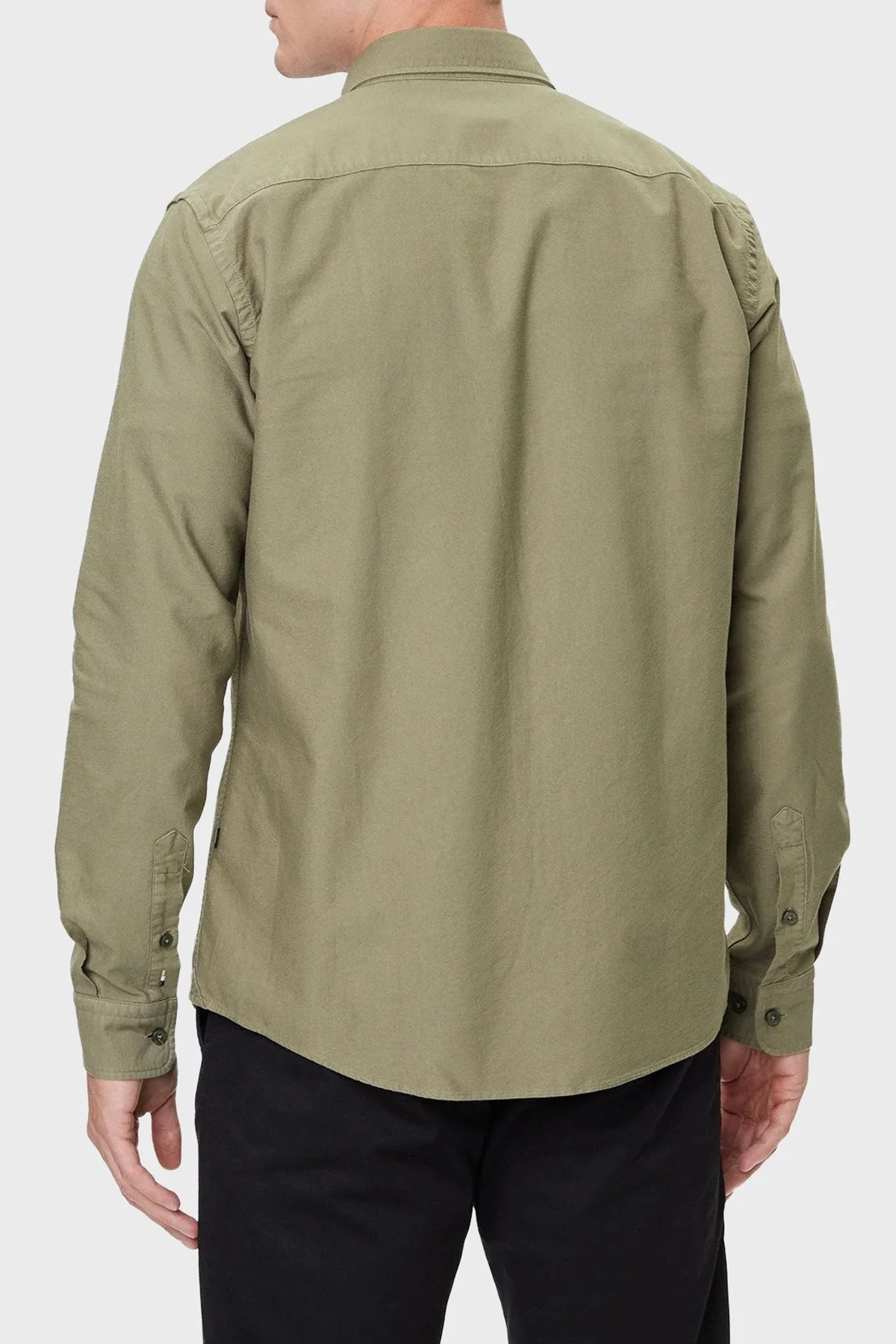 Boss Logolu % 100 Pamuk Slim Fit Düğmeli Yaka Erkek Gömlek 50544917 314 HAKİ - 3