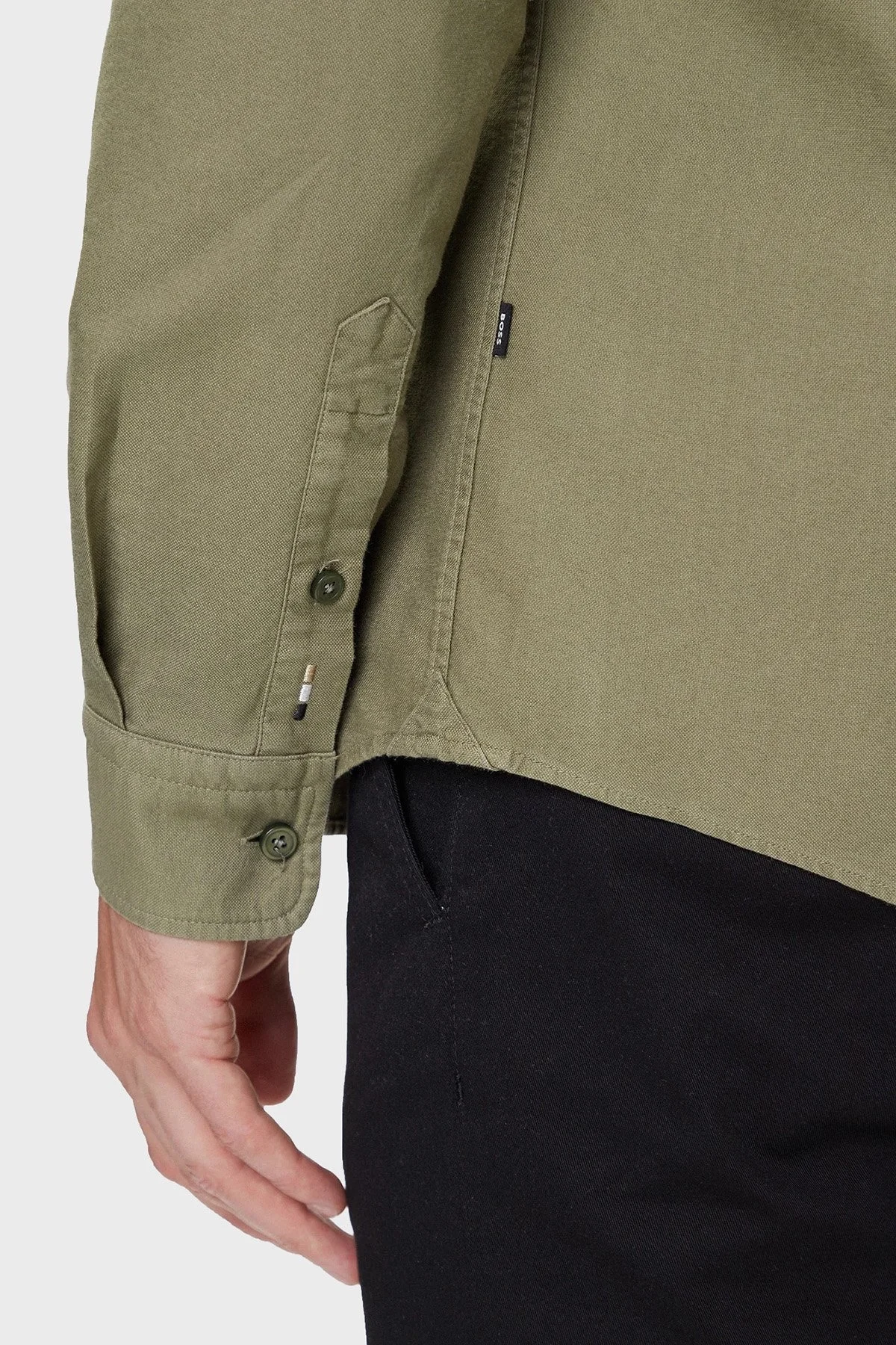 Boss Logolu % 100 Pamuk Slim Fit Düğmeli Yaka Erkek Gömlek 50544917 314 HAKİ - 5