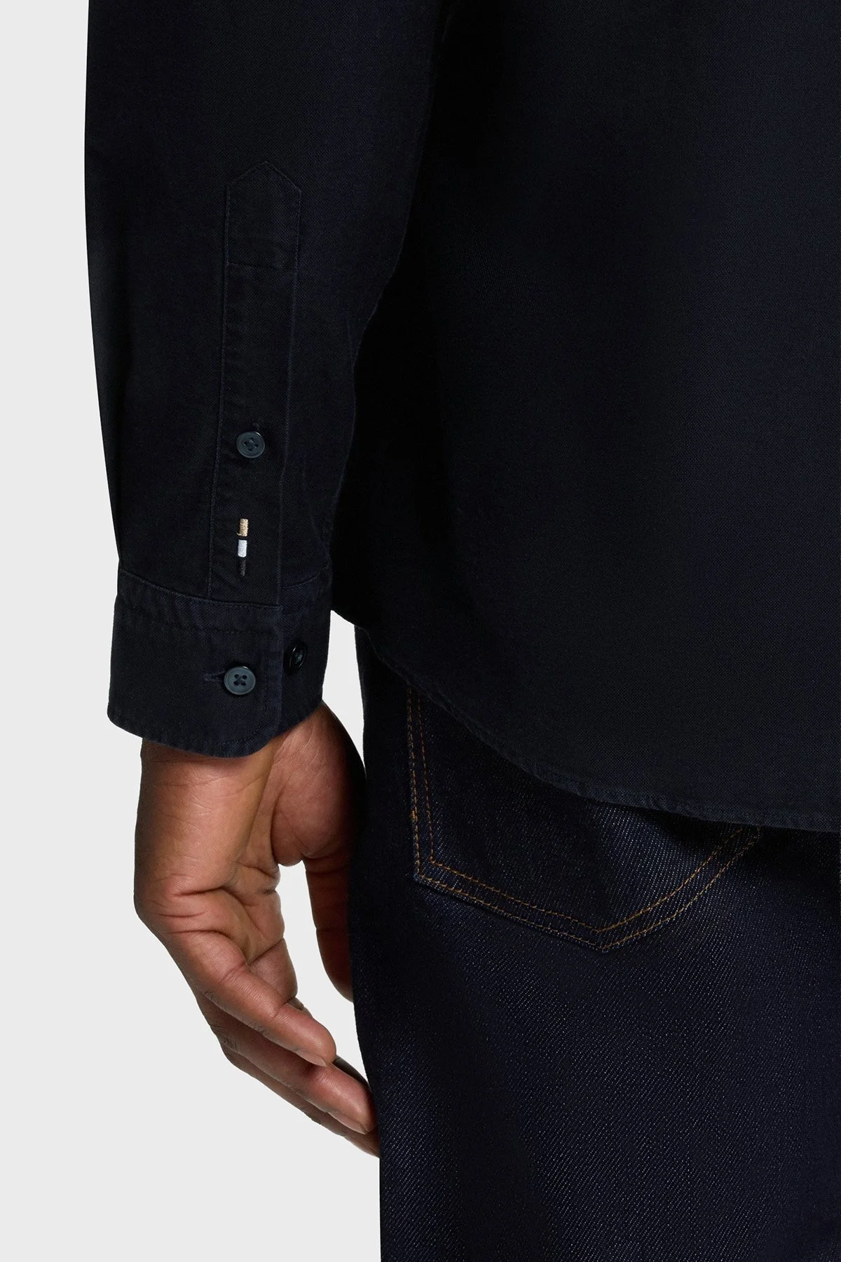 Boss Logolu % 100 Pamuk Slim Fit Düğmeli Yaka Erkek Gömlek 50544917 404 LACİVERT - 5