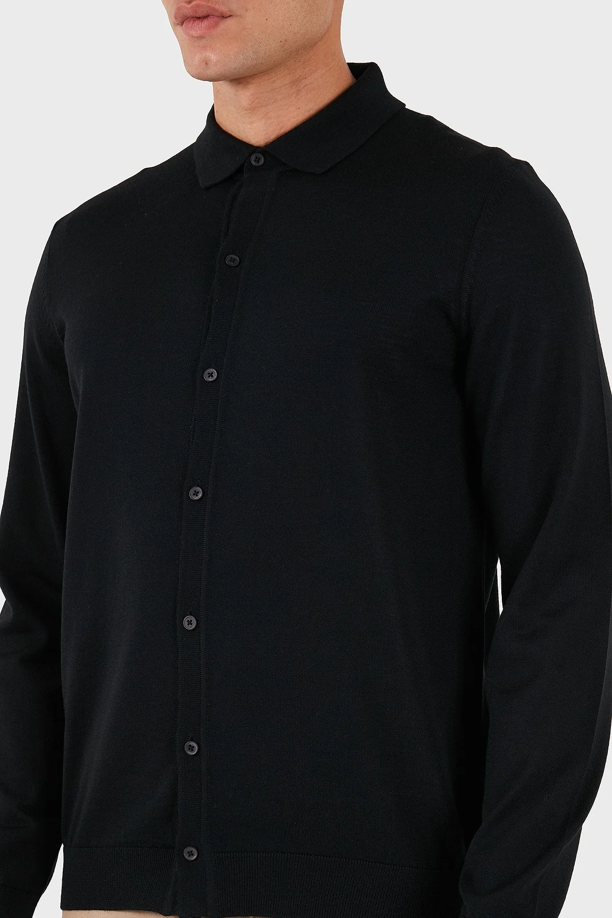 Boss Logolu % 100 Yün Regular Fit Klasik Yaka Düğmeli Erkek Hırka 50550087 001 SİYAH - 6