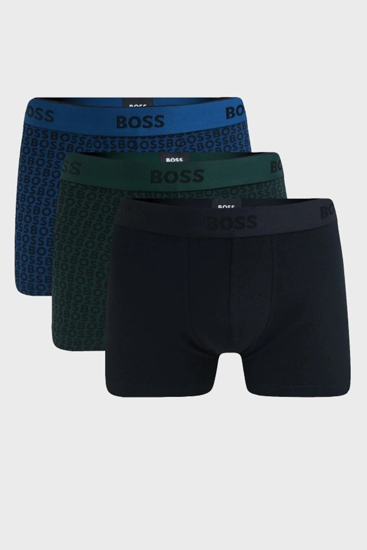 Boss Logolu 3 Pack Erkek Boxer 50524595 983 Siyah-Mavi-Yeşil - 3