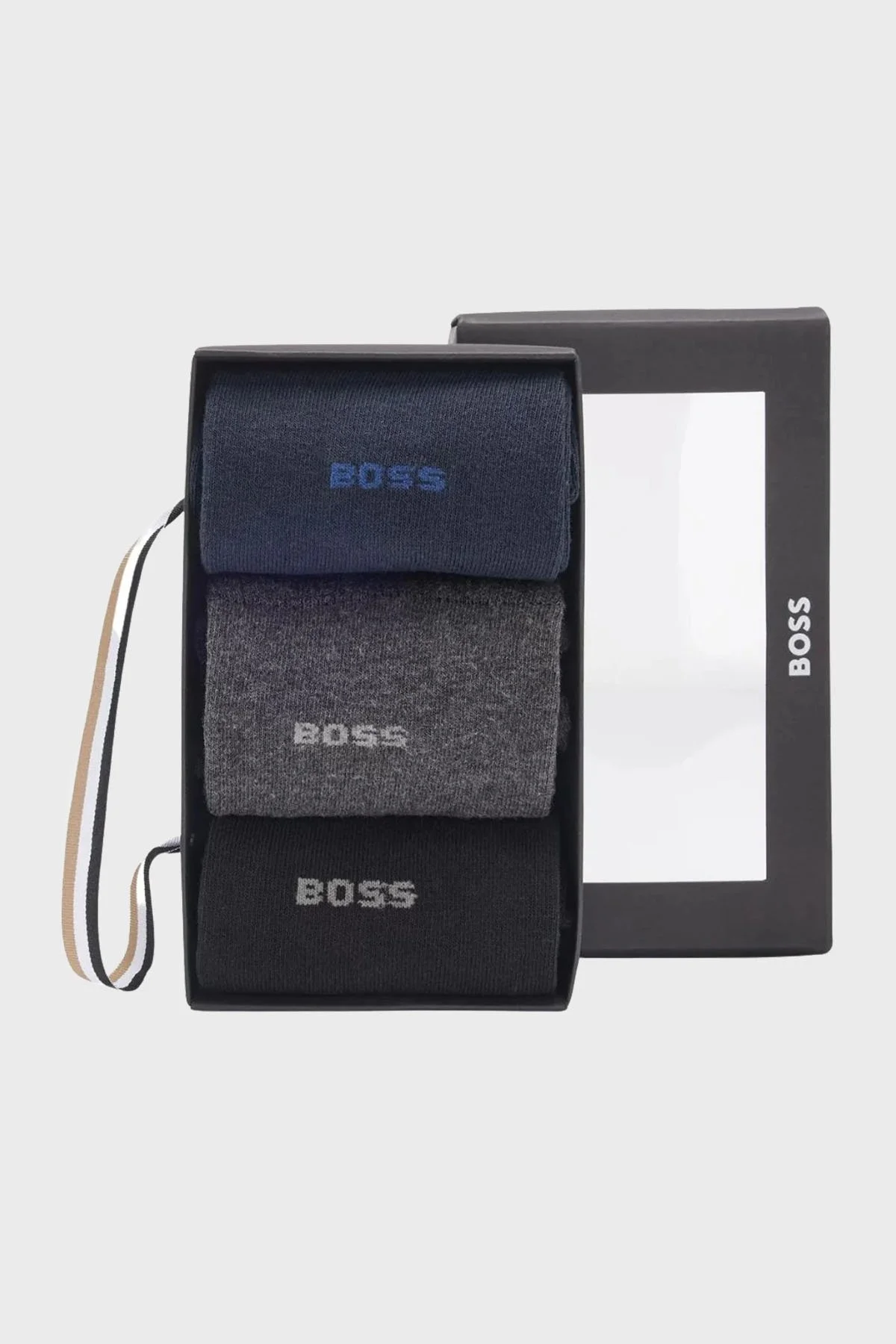 Boss Logolu 3 Pack Erkek Çorap 50484005 963 Siyah-Lacivert-Koyu Gri - 3