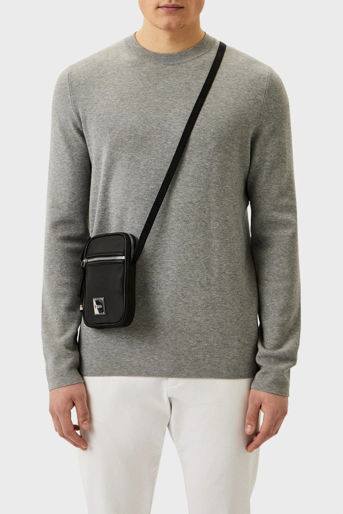 Boss Logolu Ayarlanabilir Askılı Fermuarlı Küçük Erkek Çanta 50512066 001 SİYAH - 2