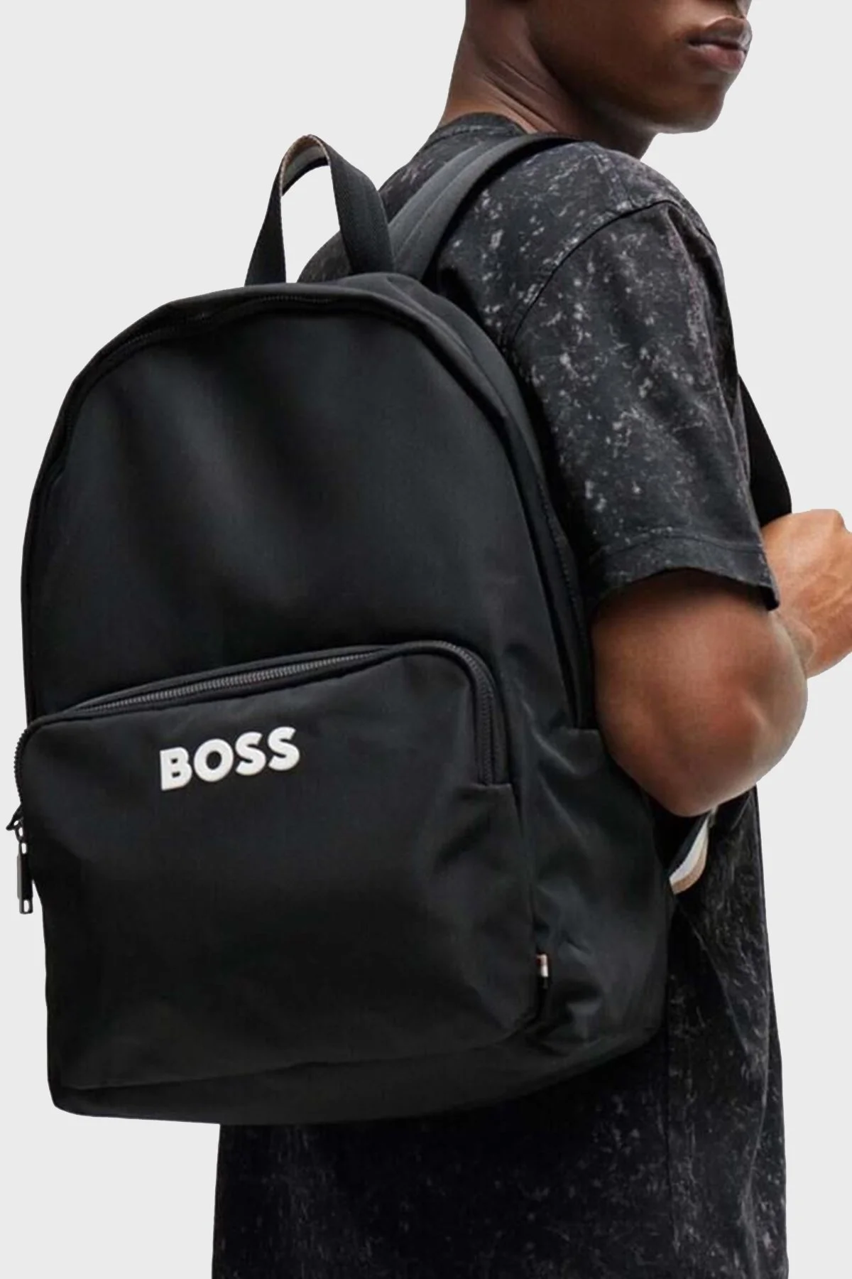 Boss Logolu Ayarlanabilir Çift Omuz Askılı Erkek Sırt Çantası 50511918 001 SİYAH - 6