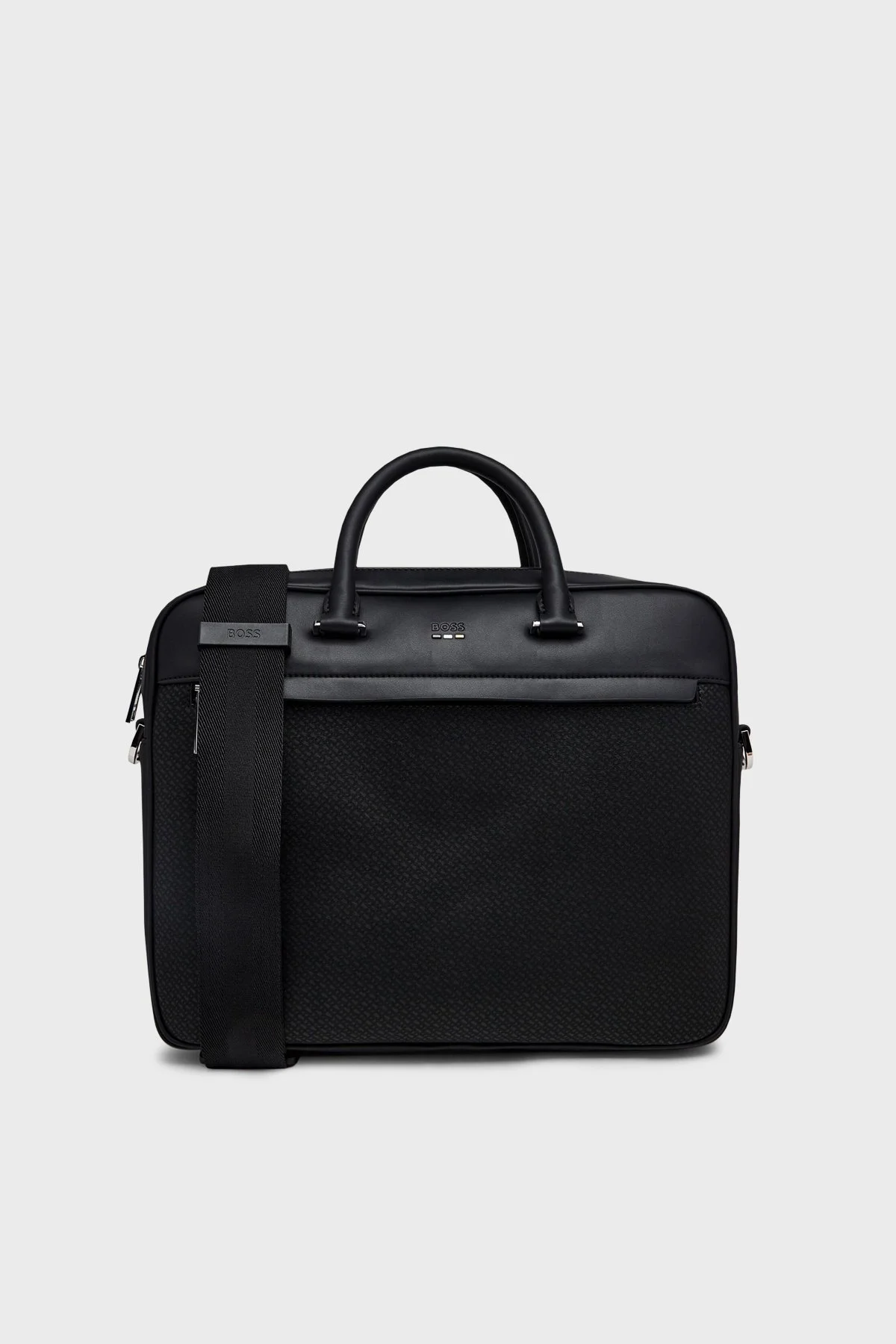 Boss Logolu Ayarlanabilir ve Çıkarılabilir Askılı Evrak Erkek Çanta 50563058 001 SİYAH - 1