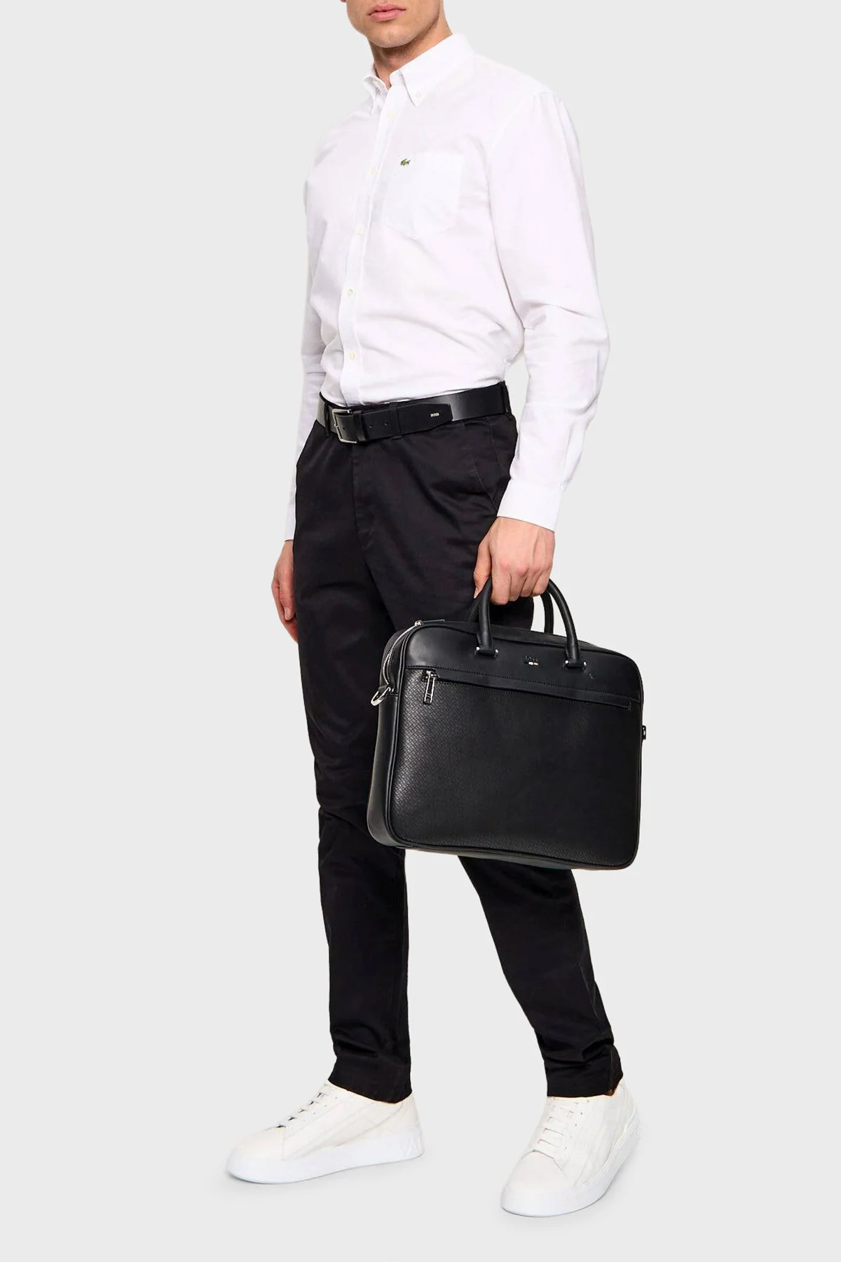 Boss Logolu Ayarlanabilir ve Çıkarılabilir Askılı Evrak Erkek Çanta 50563058 001 SİYAH - 4
