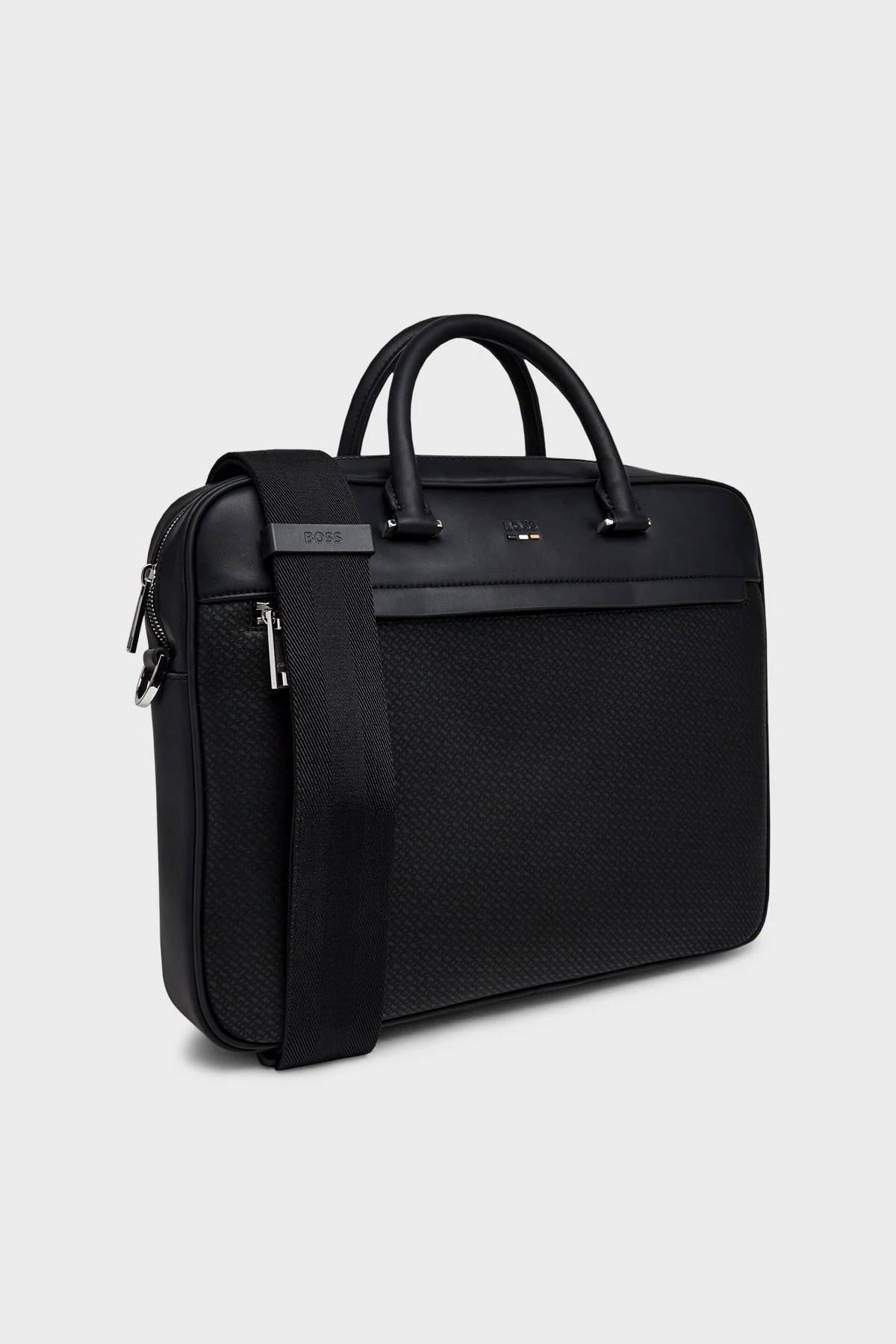 Boss Logolu Ayarlanabilir ve Çıkarılabilir Askılı Evrak Erkek Çanta 50563058 001 SİYAH - 5
