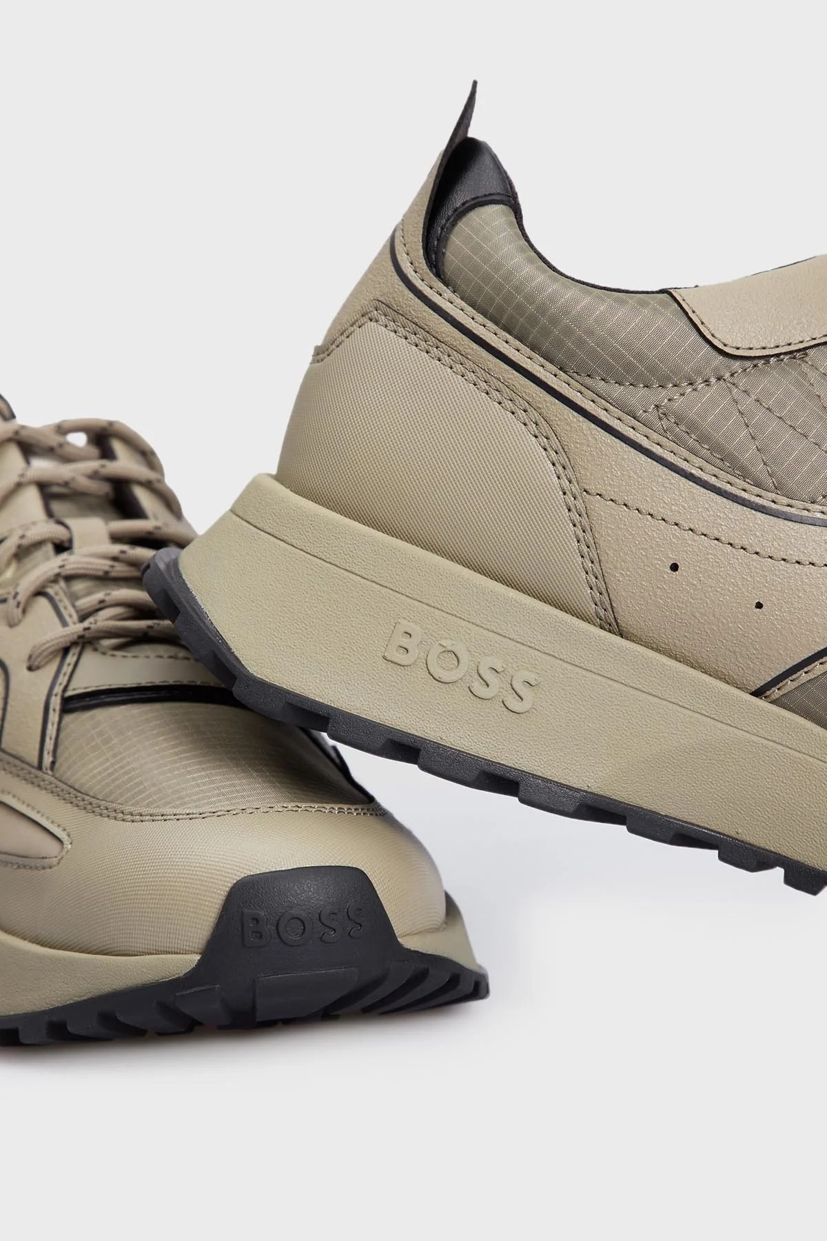 Boss Logolu Bağcıklı Suni Deri Spor Erkek Ayakkabı 50498913 263 BEJ - 4