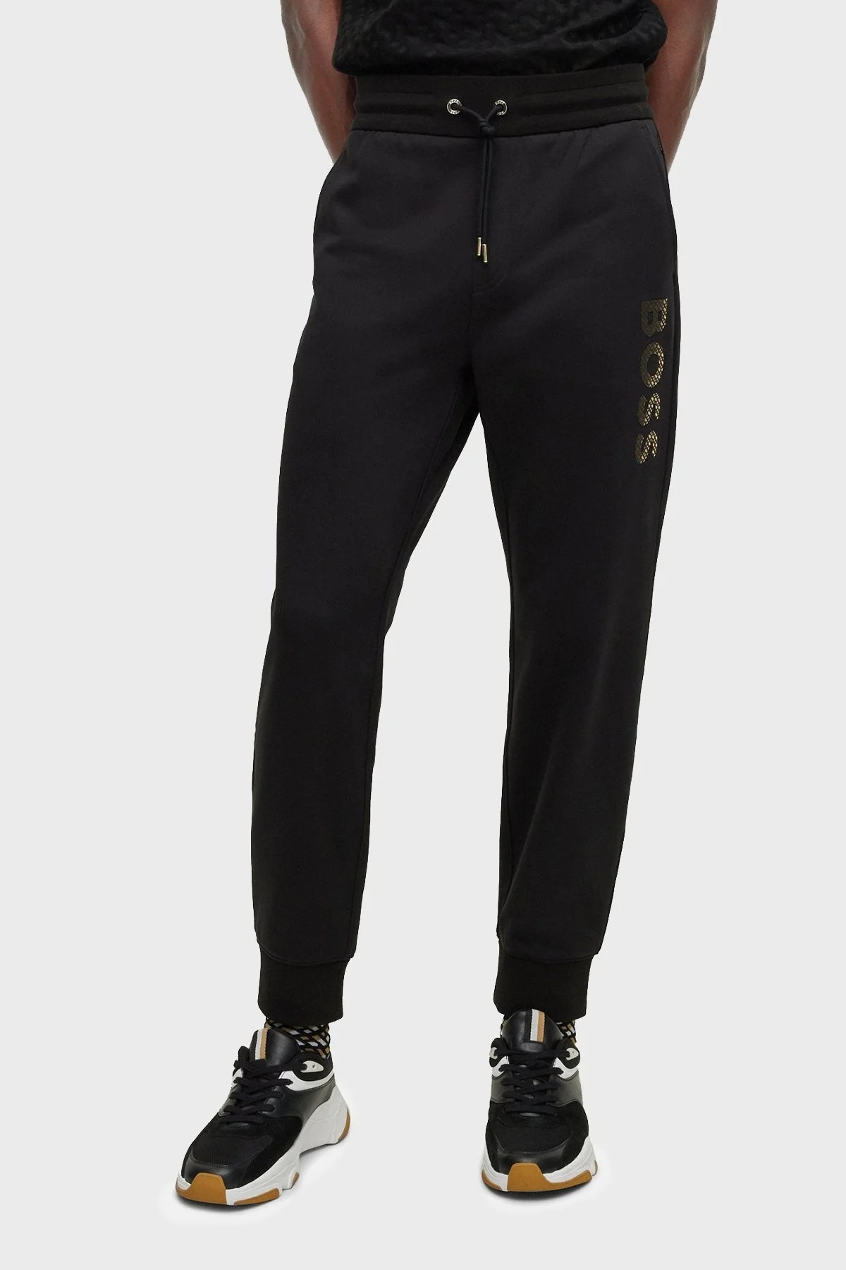 Boss Logolu Belden Bağlamalı % 100 Pamuk Regular Fit Jogger Erkek Pantolon 50481345 001 SİYAH - 1